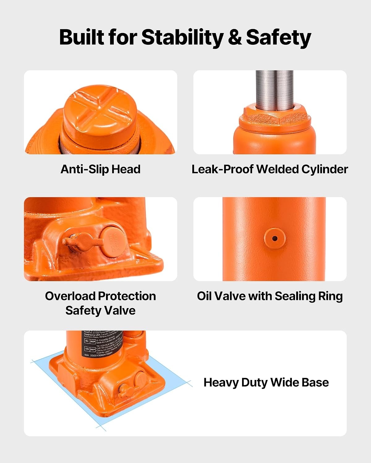 image:imageVEVOR Hydraulic Bottle Jack 30 Ton66138 lbs Welded Bottle Jack with 11221866 Lifting Range amp 3Section Long Handle for Car Pickup Truck RV Auto Repair Industrial Engineering6T