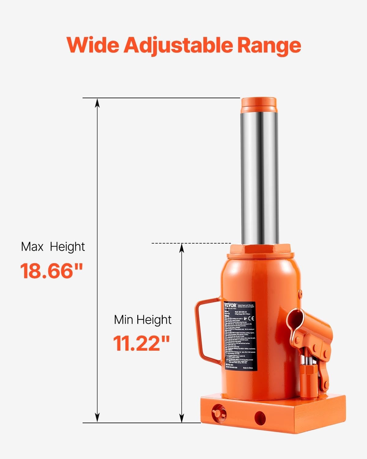 image:imageVEVOR Hydraulic Bottle Jack 30 Ton66138 lbs Welded Bottle Jack with 11221866 Lifting Range amp 3Section Long Handle for Car Pickup Truck RV Auto Repair Industrial Engineering30T
