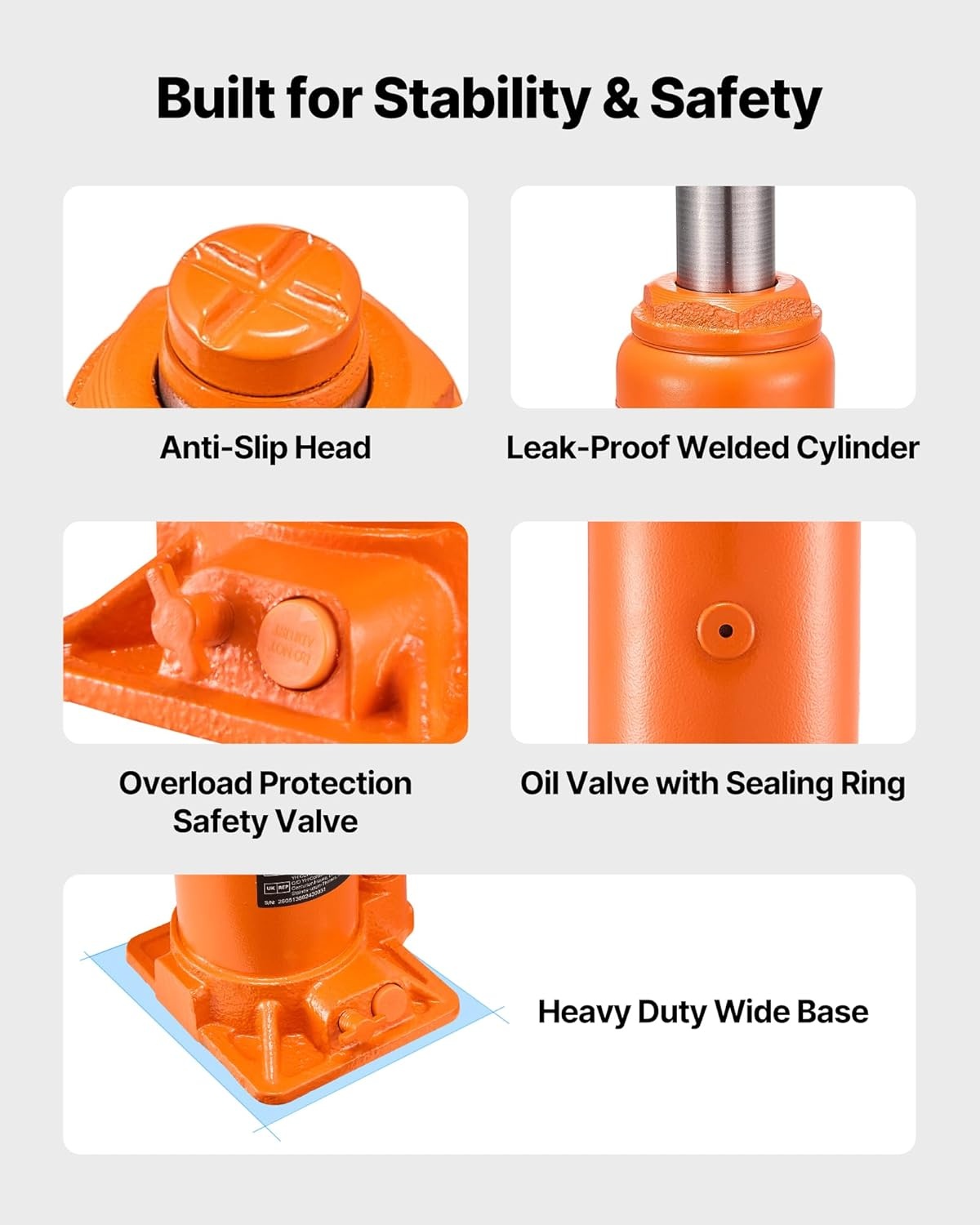 image:imageVEVOR Hydraulic Bottle Jack 30 Ton66138 lbs Welded Bottle Jack with 11221866 Lifting Range amp 3Section Long Handle for Car Pickup Truck RV Auto Repair Industrial Engineering10T