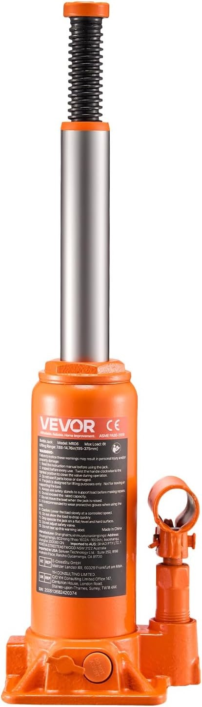 image:imageVEVOR Hydraulic Bottle Jack 30 Ton66138 lbs Welded Bottle Jack with 11221866 Lifting Range amp 3Section Long Handle for Car Pickup Truck RV Auto Repair Industrial Engineering6T