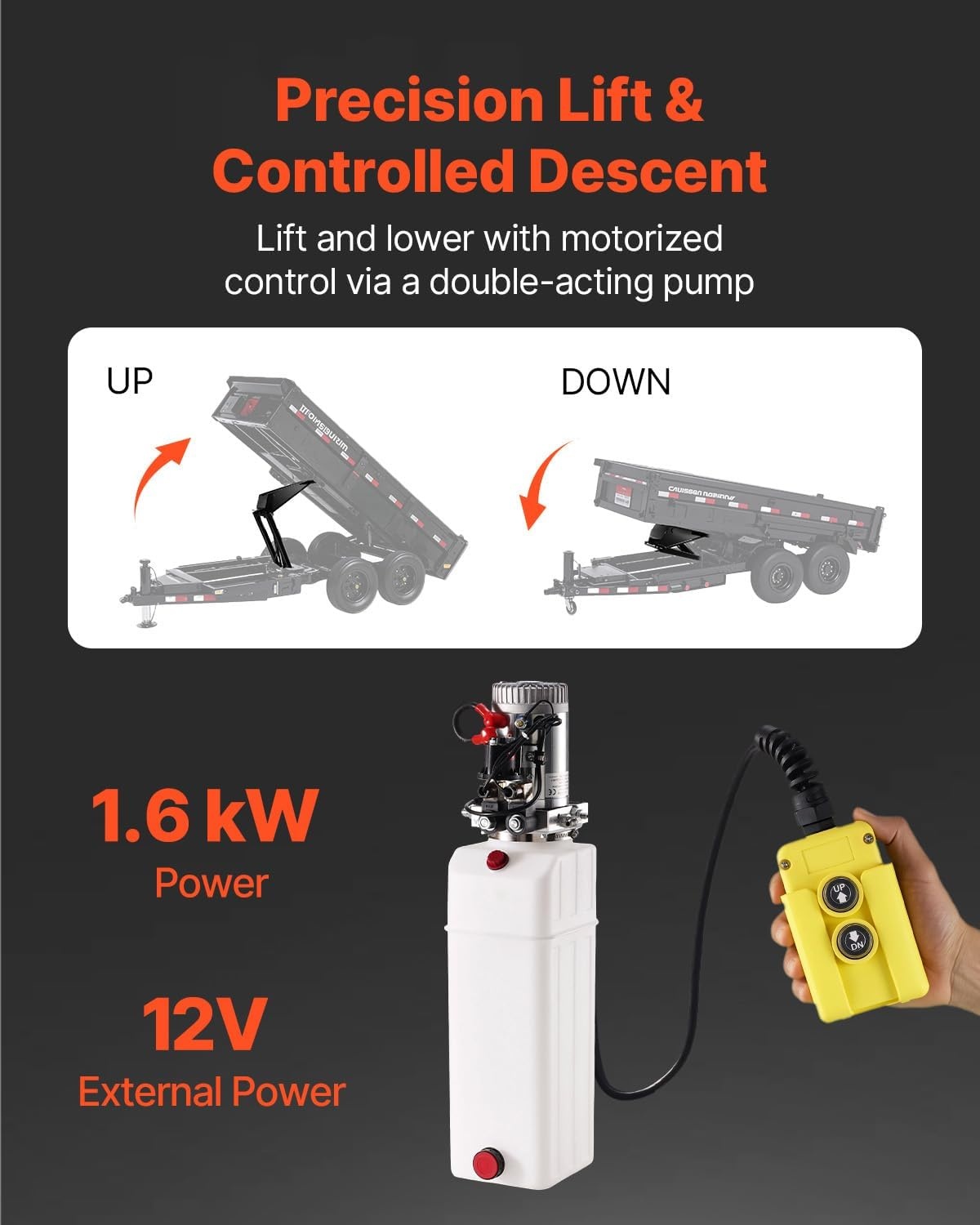 image:imageVEVOR Hydraulic Dump Lift Kit 17600 lb8 T Dump Trailer Hydraulic Scissor Hoist Kit Standard Kit Hydraulic Dump Bed Kit with 12V Hydraulic Pump Unit Suitable for Scissor Lift Dump Trailers Trucks22 000 lb10 T