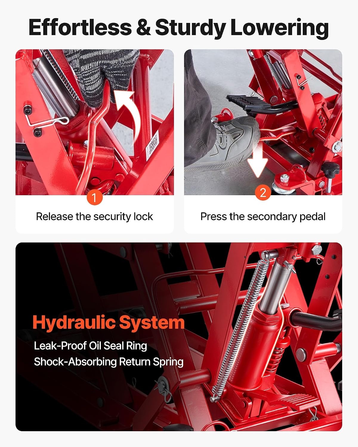 image:imageVEVOR Hydraulic Motorcycle Lift Jack 1500 LBS Capacity ATV Scissor Lift Jack Portable Motorcycle Lift Table with 4 Wheels Hydraulic FootOperated Hoist Stand for Motorcycle ATV UTV Powersports Portable Motorcycle Lift Table with 4 Wheels Hydraulic FootOperated Hoist Stand for ATV UTV PowersportsRed