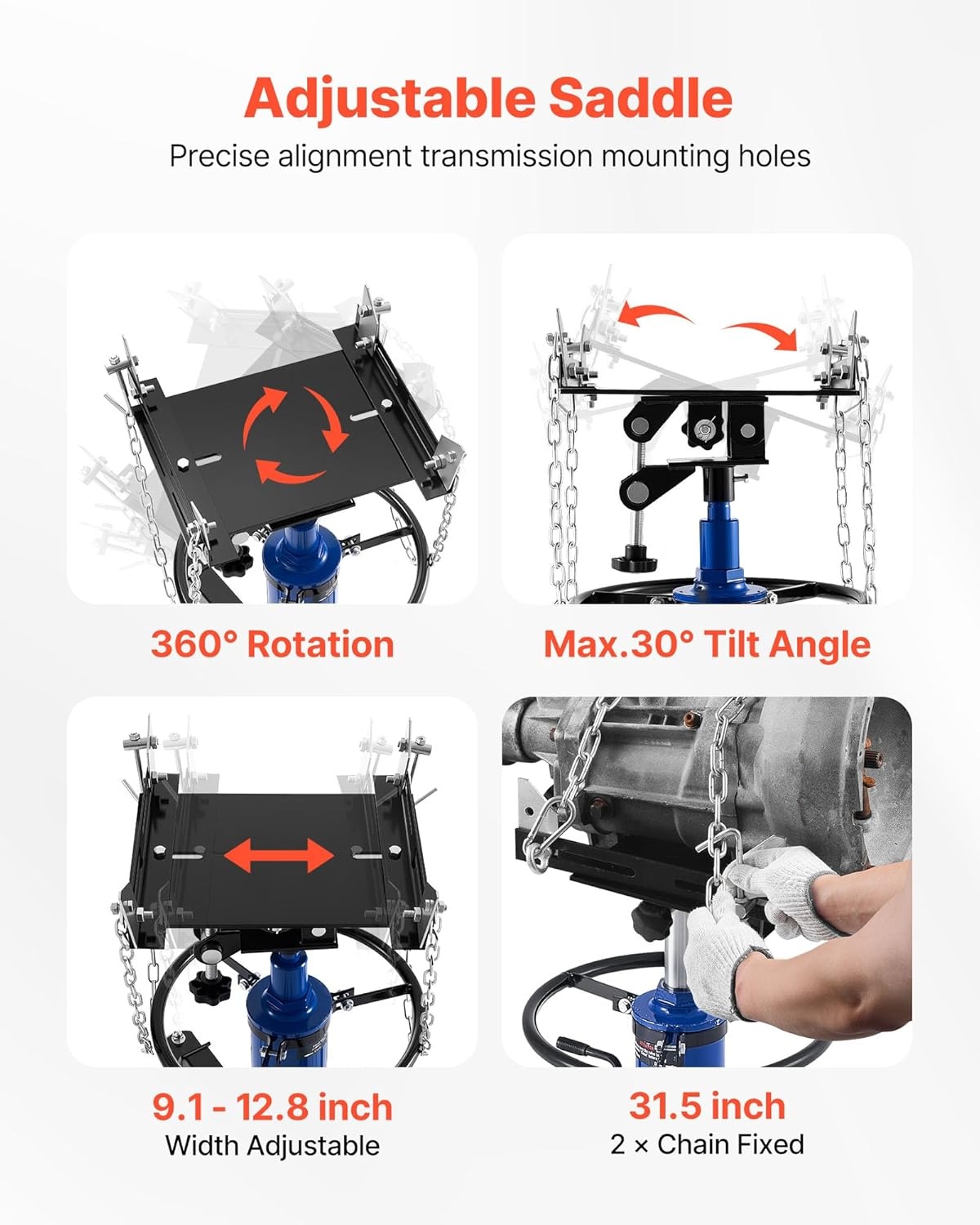 image:imageVEVOR Hydraulic Transmission Jack 1660 lbs Capacity Hydraulic Telescopic Transmission Jack 346693 in High Lifting Height 2Stage Floor Jack Stand with Foot Pedal 360 Swivel Wheel Blue2Stage 1322 LBS