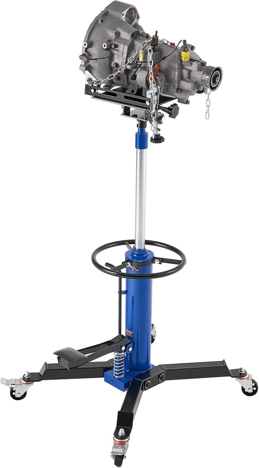 image:imageVEVOR Hydraulic Transmission Jack 1660 lbs Capacity Hydraulic Telescopic Transmission Jack 346693 in High Lifting Height 2Stage Floor Jack Stand with Foot Pedal 360 Swivel Wheel Blue289 x 246 x 38273 in