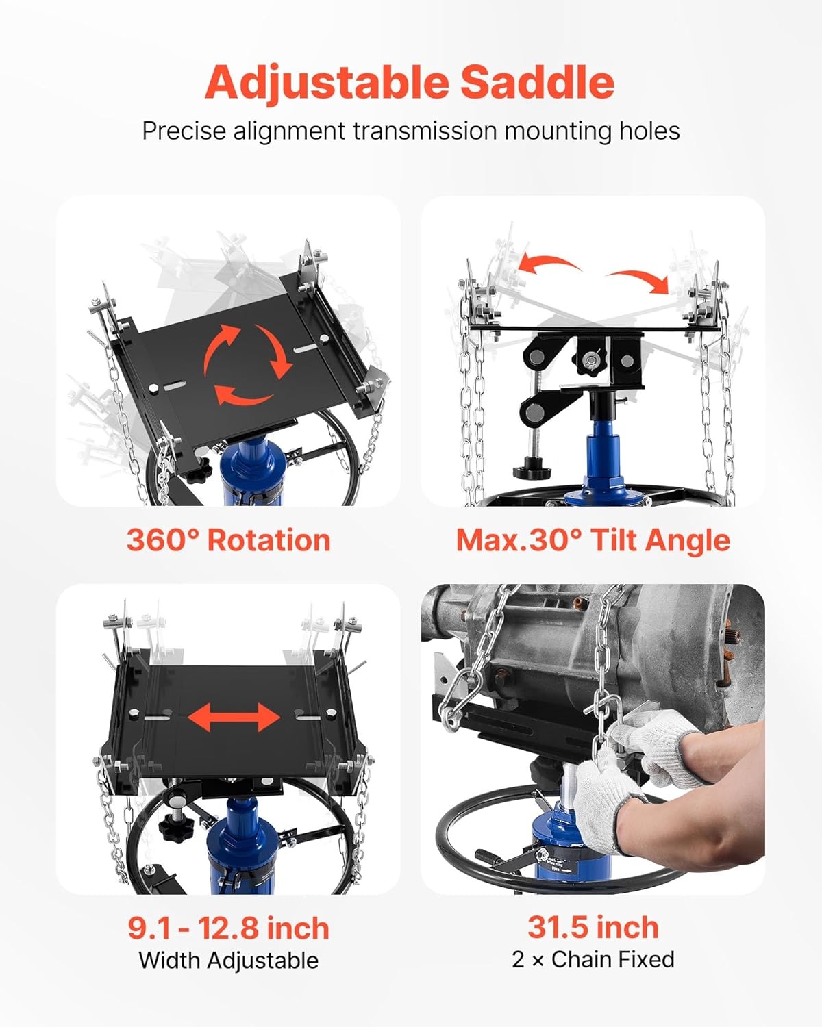 image:imageVEVOR Hydraulic Transmission Jack 1660 lbs Capacity Hydraulic Telescopic Transmission Jack 346693 in High Lifting Height 2Stage Floor Jack Stand with Foot Pedal 360 Swivel Wheel Blue289 x 246 x 38273 in