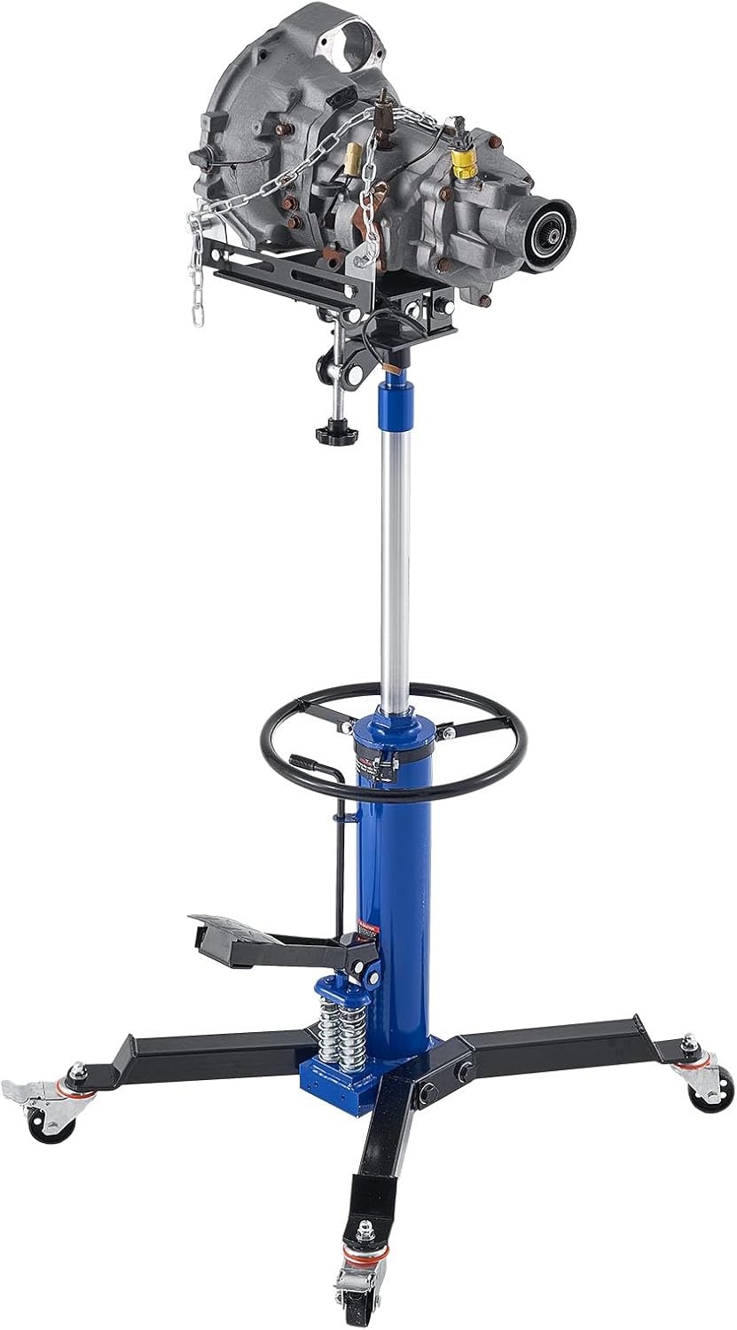 image:imageVEVOR Hydraulic Transmission Jack 1660 lbs Capacity Hydraulic Telescopic Transmission Jack 346693 in High Lifting Height 2Stage Floor Jack Stand with Foot Pedal 360 Swivel Wheel Blue2Stage 1322 LBS