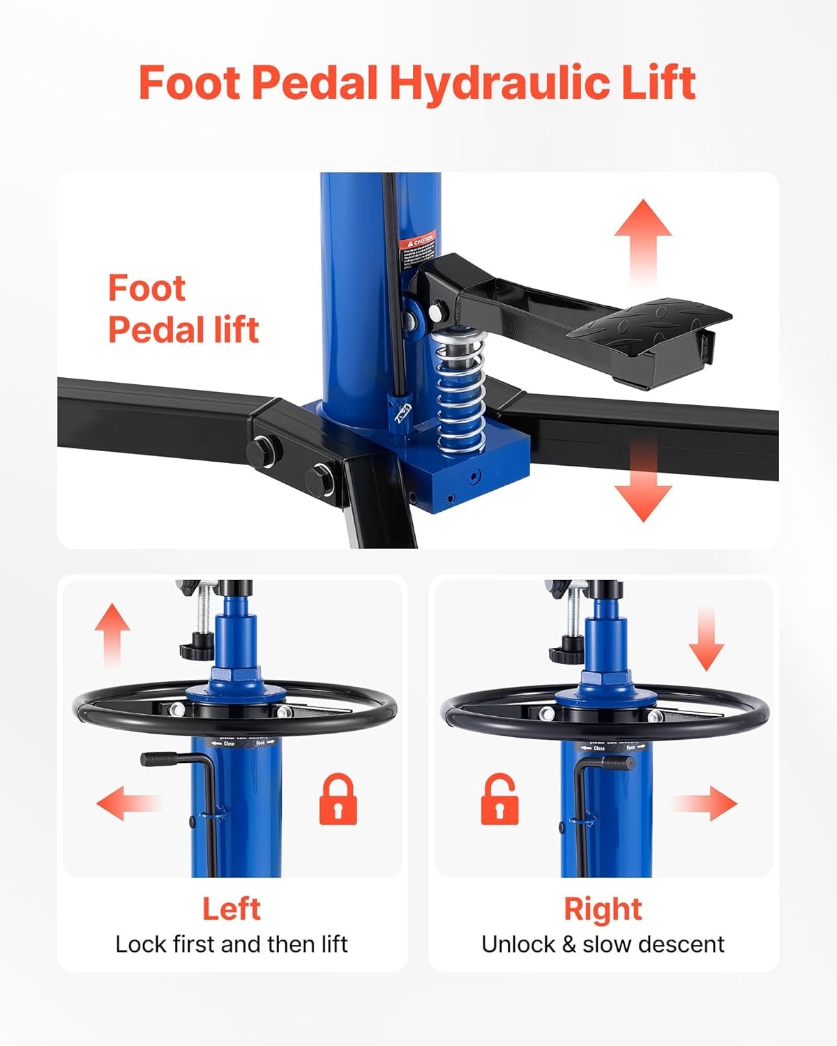 image:imageVEVOR Hydraulic Transmission Jack 1660 lbs Capacity Hydraulic Telescopic Transmission Jack 346693 in High Lifting Height 2Stage Floor Jack Stand with Foot Pedal 360 Swivel Wheel Blue289 x 246 x 38273 in