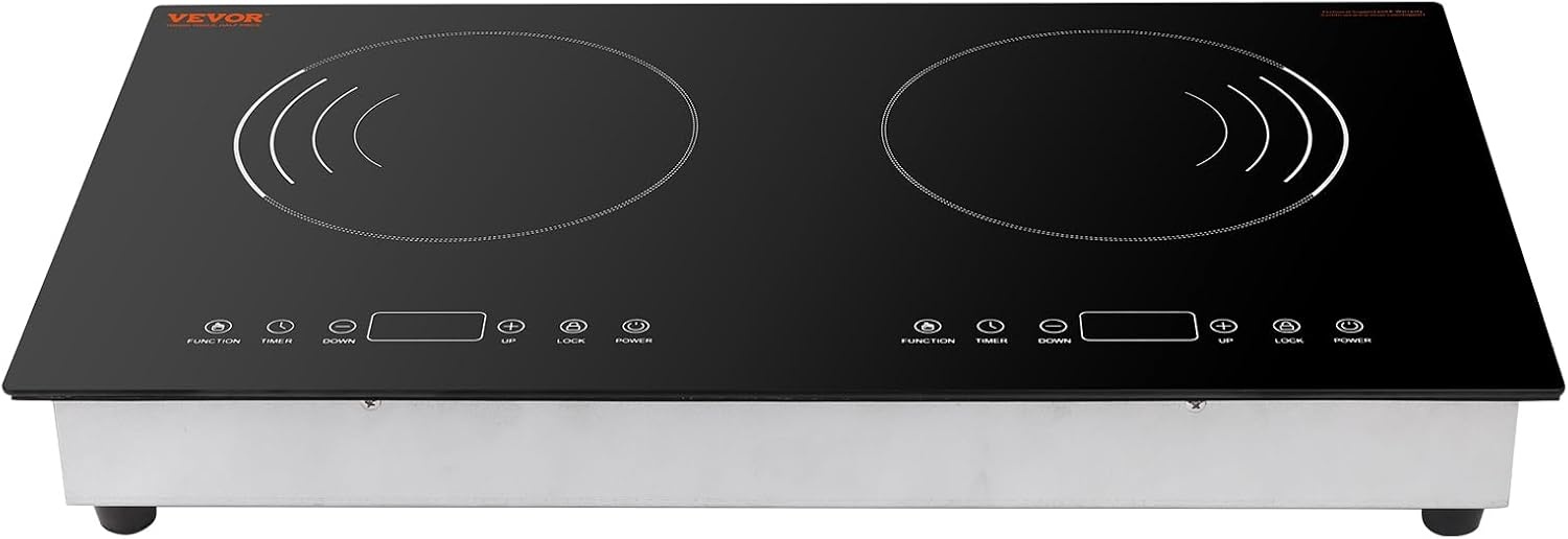 image:imageVEVOR Induction Cooktop 6600W Electric Countertop Burner 4 Burner Knob Control Stove Builtin Induction Cooktop with 12 Temperature Settings Glass Surface Auto ShutOff24in 2 Burners110V