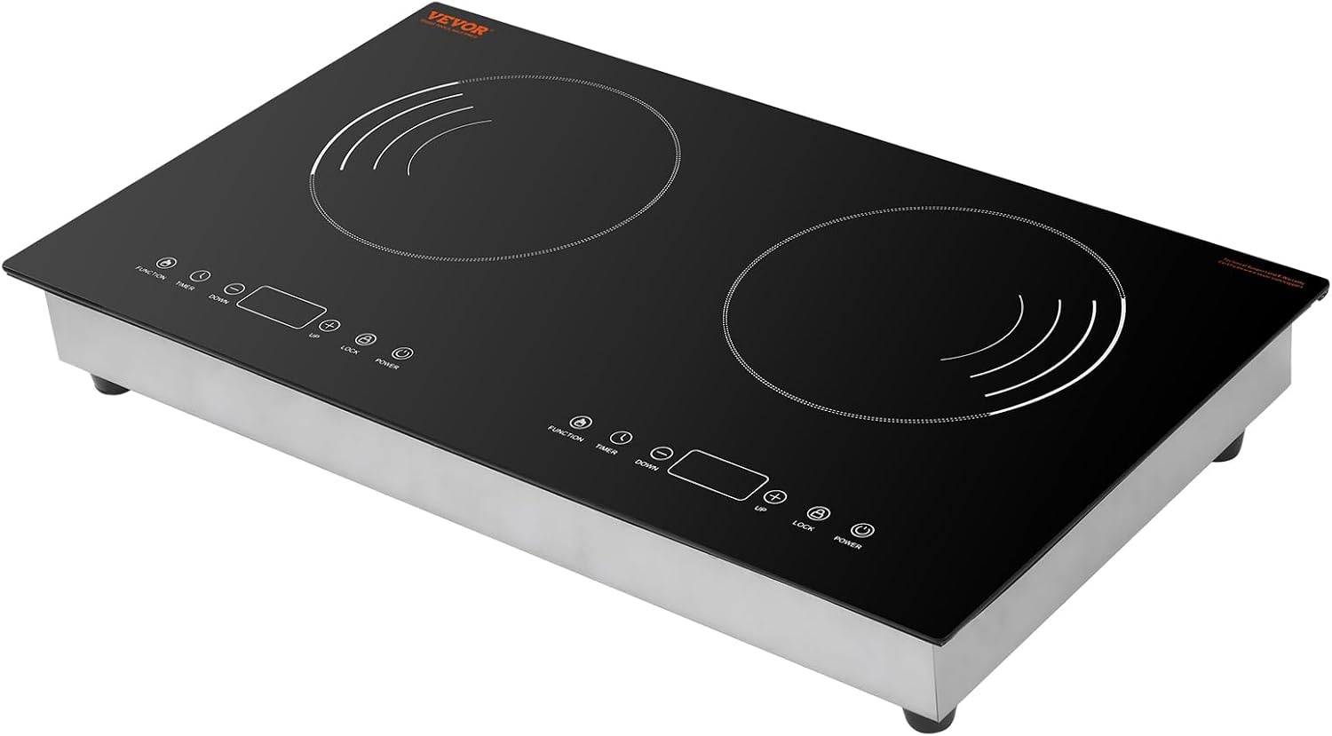 image:imageVEVOR Induction Cooktop 6600W Electric Countertop Burner 4 Burner Knob Control Stove Builtin Induction Cooktop with 12 Temperature Settings Glass Surface Auto ShutOff24in 2 Burners110V