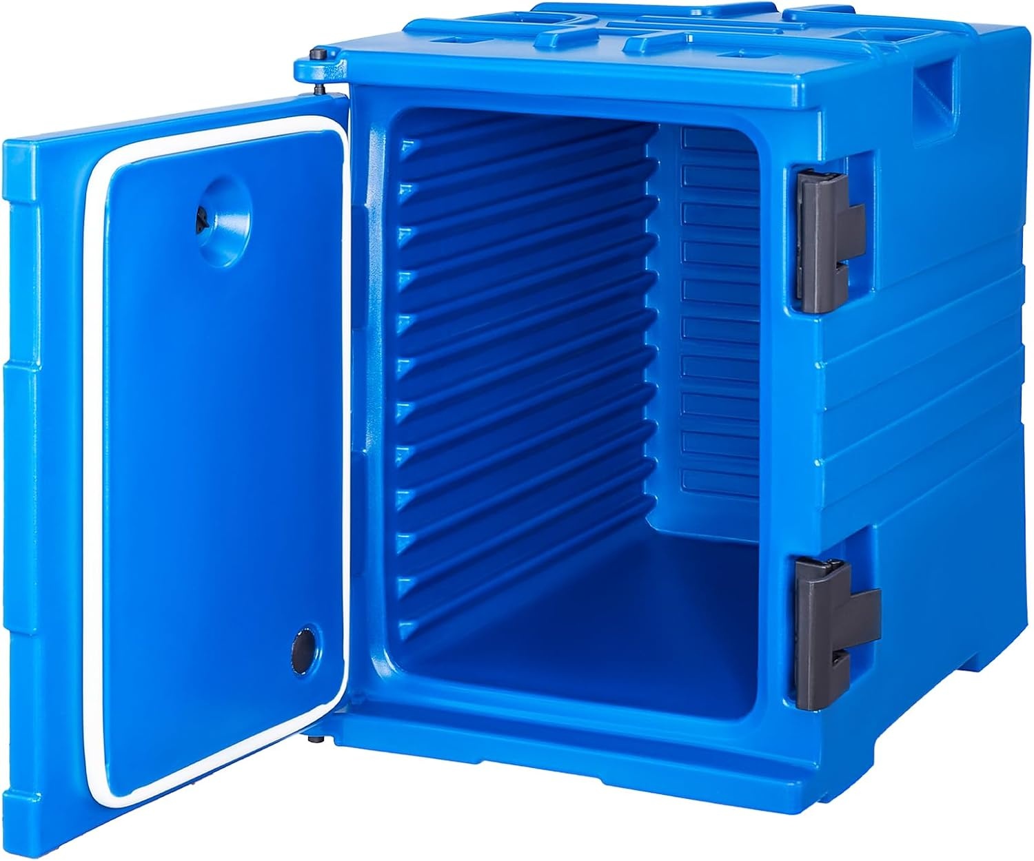 image:imageVEVOR Insulated Food Pan Carrier 127 Qt Hot Box for Catering LLDPE Food Box Carrier wDouble Buckles Front Loading Food Warmer wHandles End Loader wWheels for Restaurant Canteen etc BlackBlue
