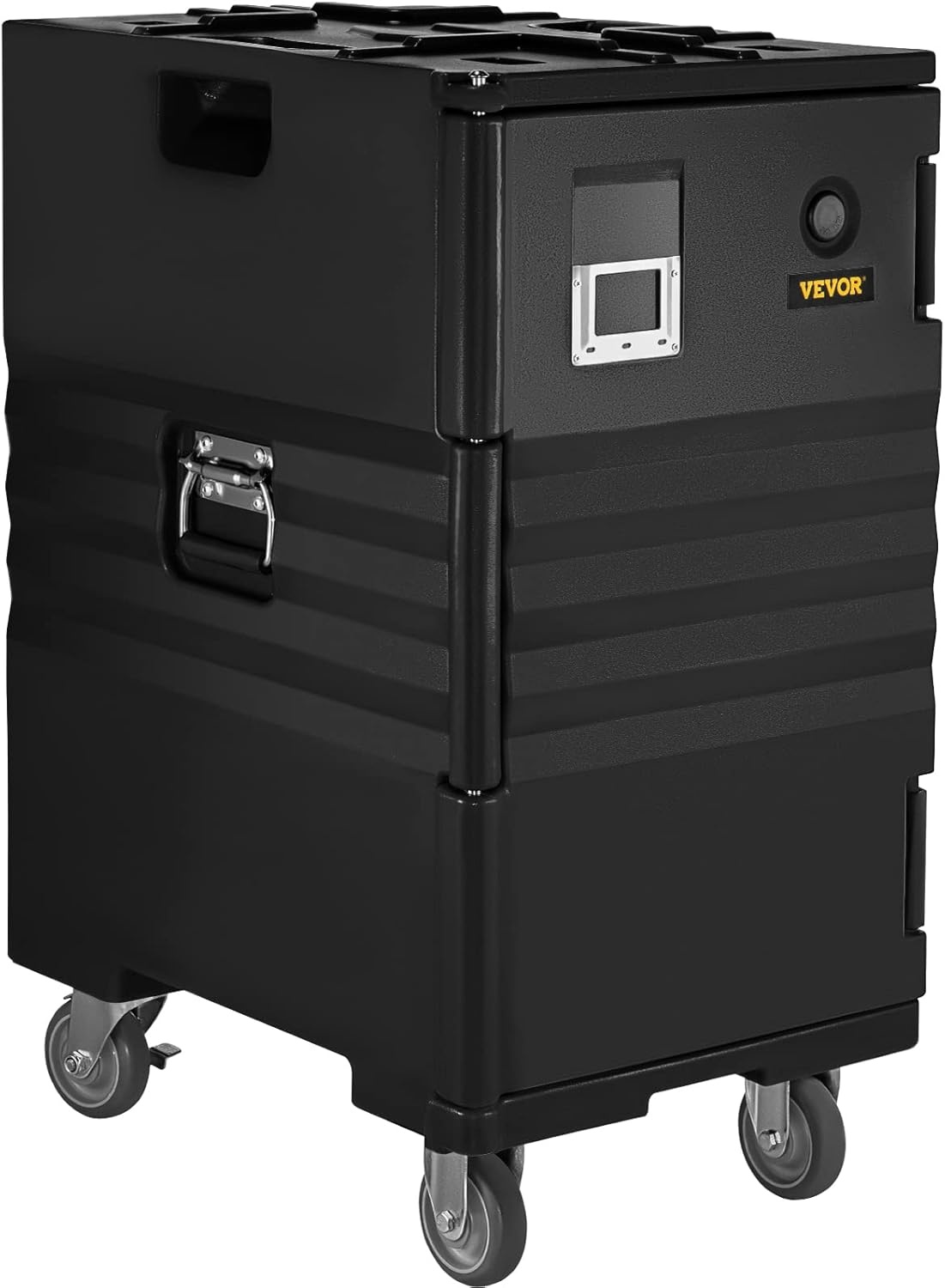 image:imageVEVOR Insulated Food Pan Carrier 127 Qt Hot Box for Catering LLDPE Food Box Carrier wDouble Buckles Front Loading Food Warmer wHandles End Loader wWheels for Restaurant Canteen etc BlackBlack