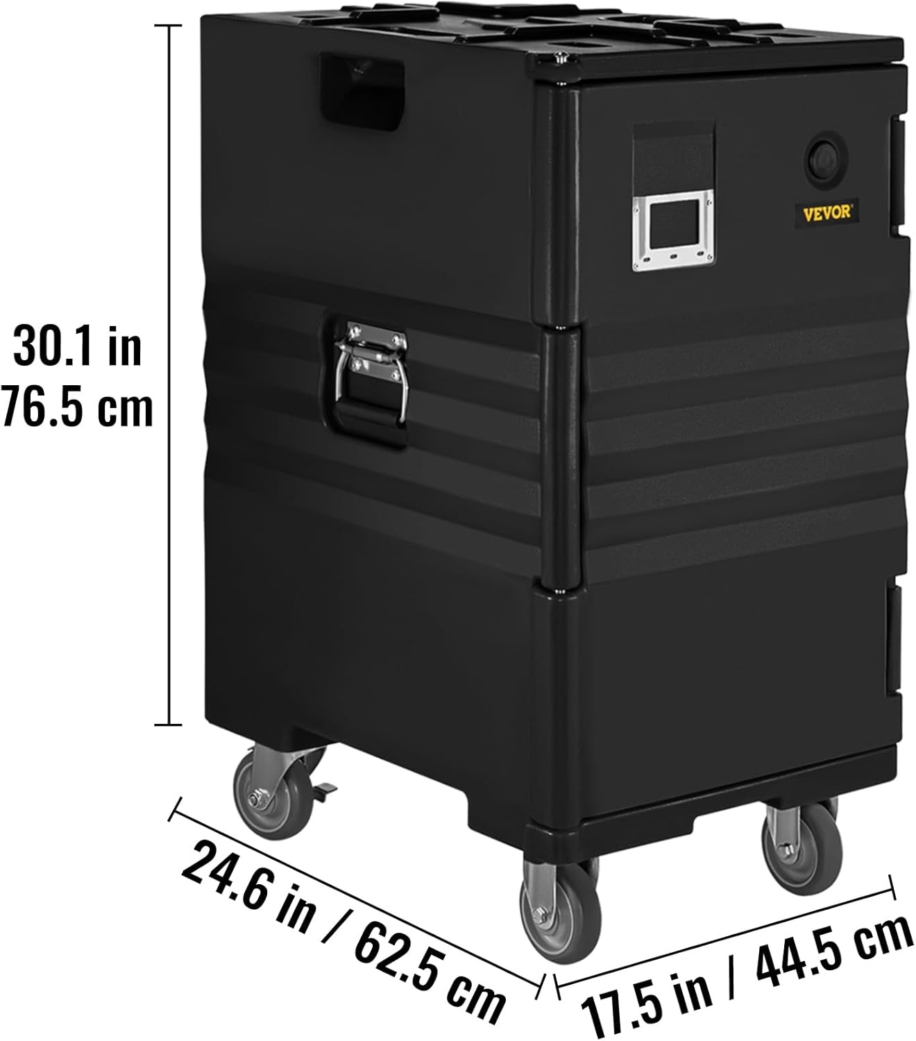 image:imageVEVOR Insulated Food Pan Carrier 127 Qt Hot Box for Catering LLDPE Food Box Carrier wDouble Buckles Front Loading Food Warmer wHandles End Loader wWheels for Restaurant Canteen etc BlackBlack
