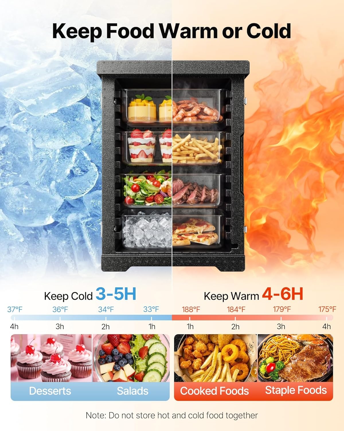 image:imageVEVOR Insulated Food Pan Carrier 127 Qt Hot Box for Catering LLDPE Food Box Carrier wDouble Buckles Front Loading Food Warmer wHandles End Loader wWheels for Restaurant Canteen etc BlackBlack