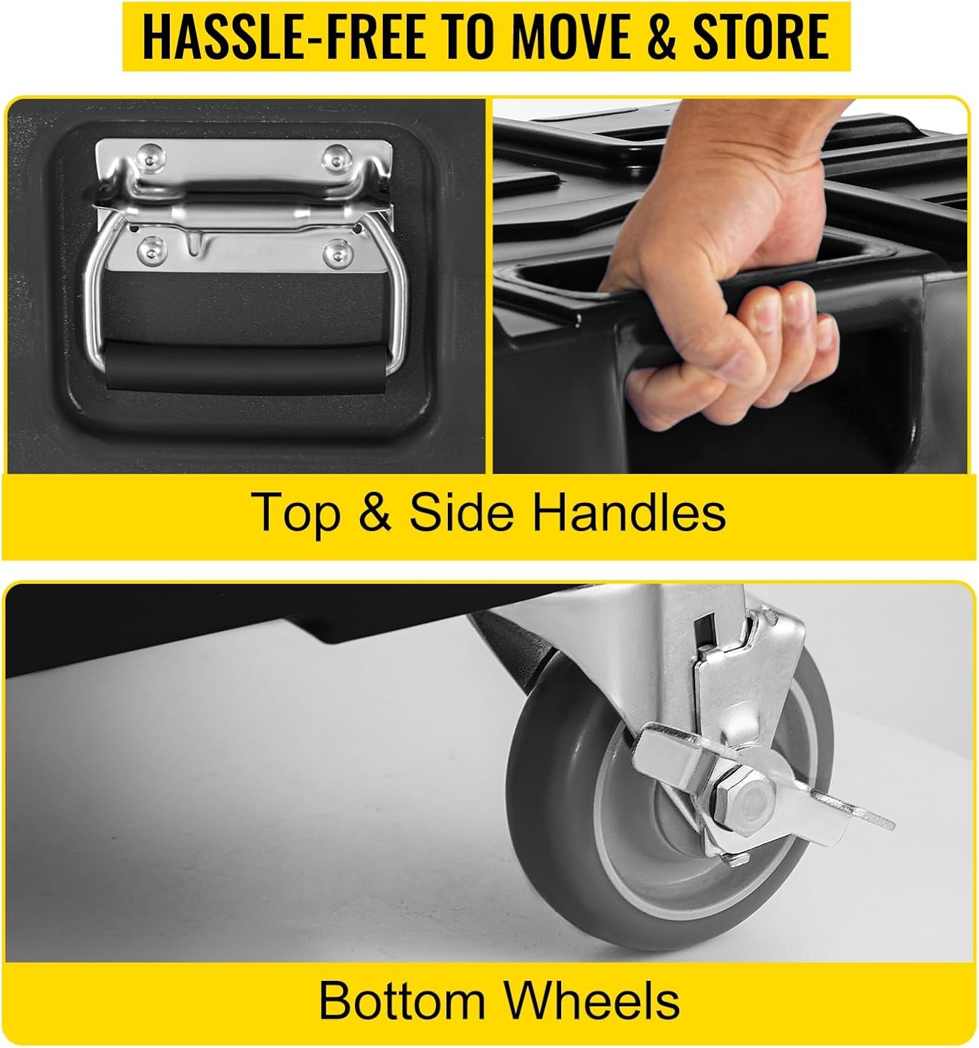image:imageVEVOR Insulated Food Pan Carrier 127 Qt Hot Box for Catering LLDPE Food Box Carrier wDouble Buckles Front Loading Food Warmer wHandles End Loader wWheels for Restaurant Canteen etc BlackBlack