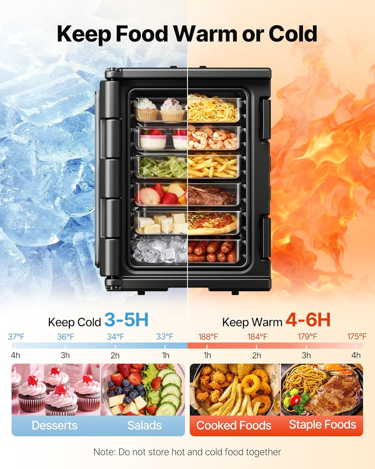 image:imageVEVOR Insulated Food Pan Carrier 127 Qt Hot Box for Catering LLDPE Food Box Carrier wDouble Buckles Front Loading Food Warmer wHandles End Loader wWheels for Restaurant Canteen etc BlackBlack