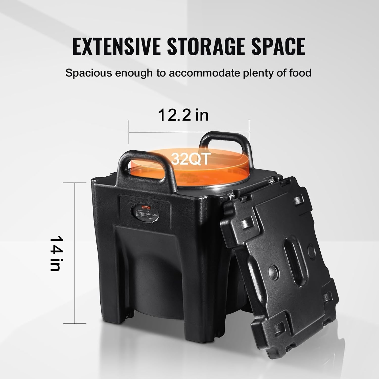 image:imageVEVOR Insulated Food Pan Carrier 127 Qt Hot Box for Catering LLDPE Food Box Carrier wDouble Buckles Front Loading Food Warmer wHandles End Loader wWheels for Restaurant Canteen etc BlackBlack