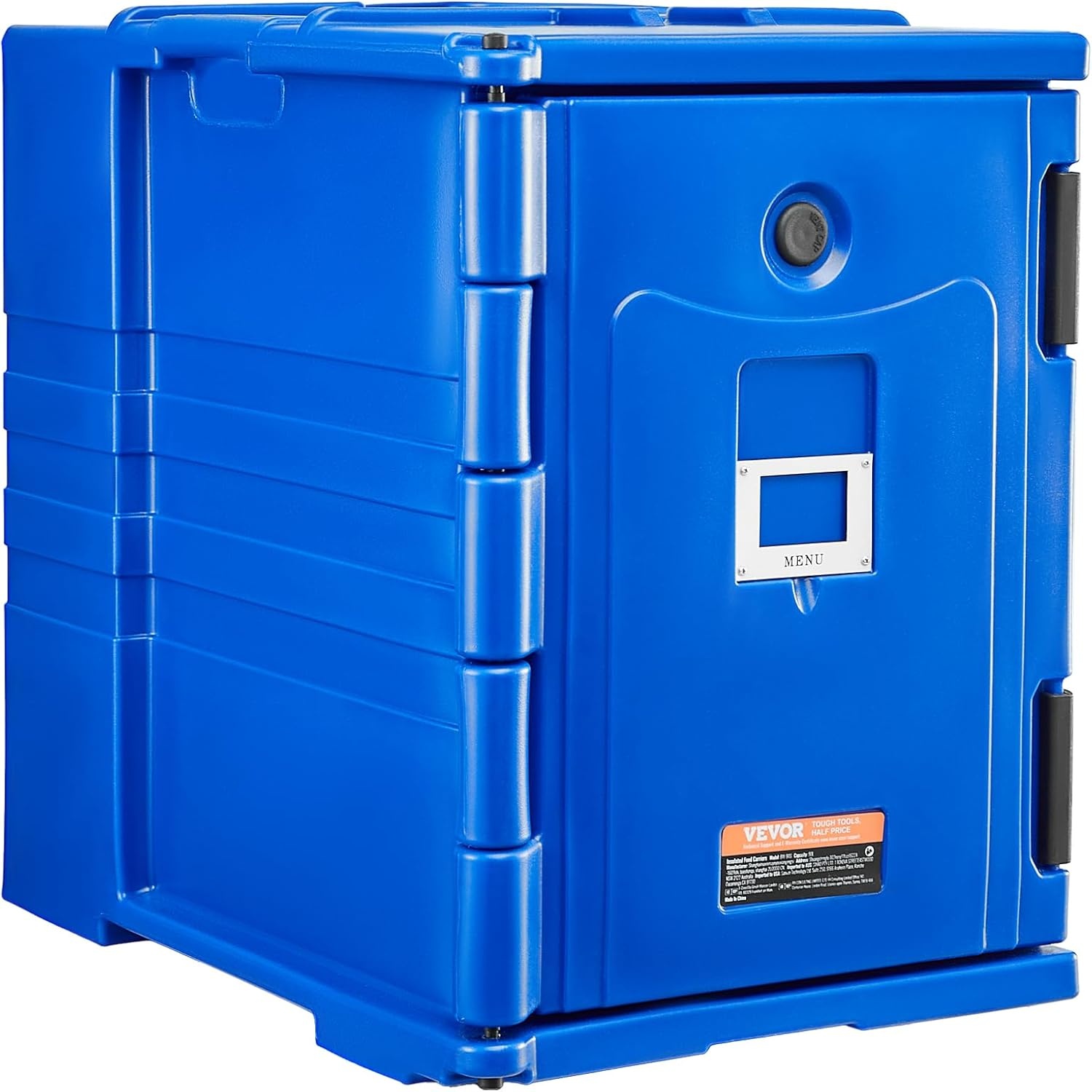 image:imageVEVOR Insulated Food Pan Carrier 127 Qt Hot Box for Catering LLDPE Food Box Carrier wDouble Buckles Front Loading Food Warmer wHandles End Loader wWheels for Restaurant Canteen etc BlackBlue