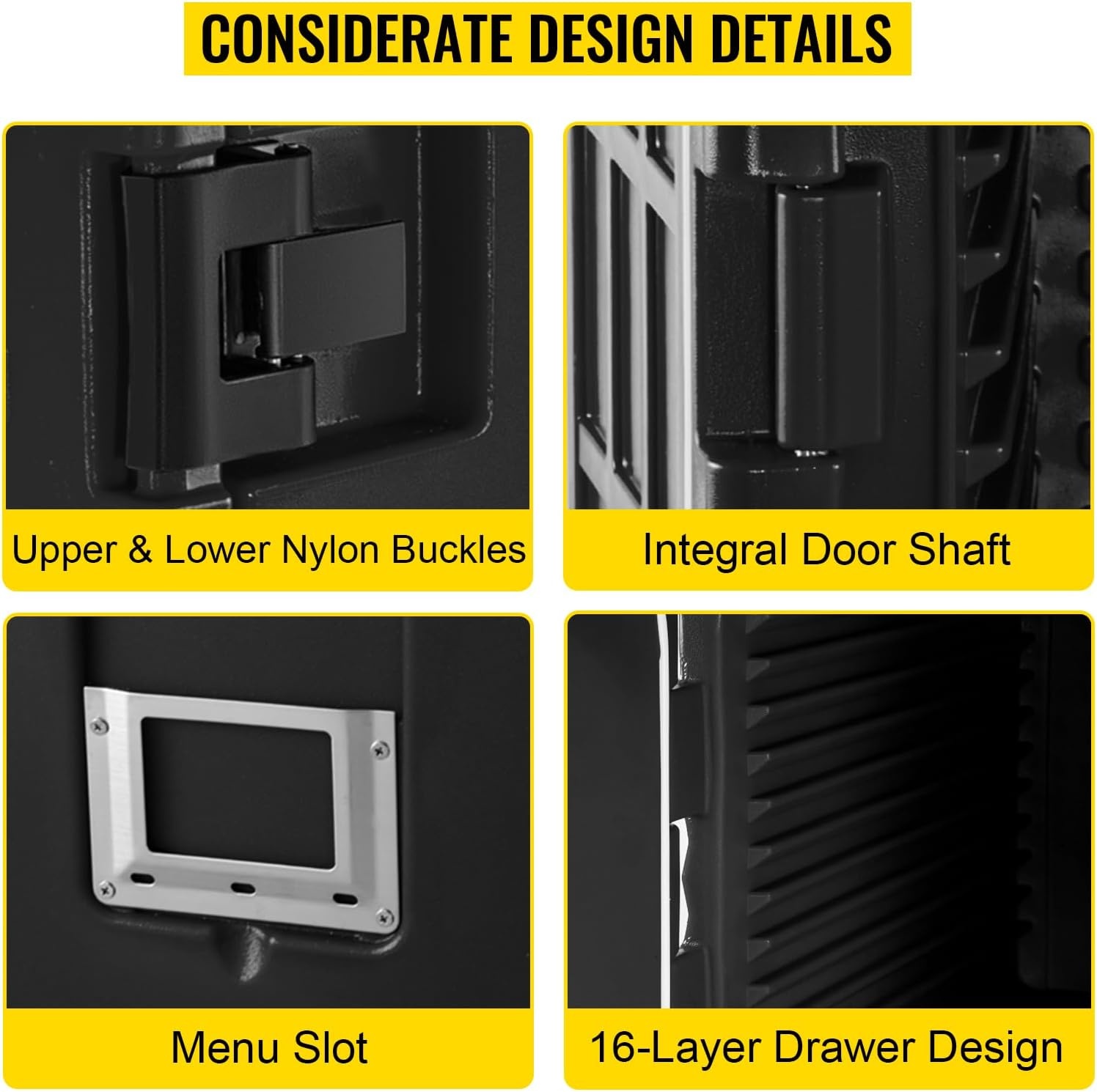 image:imageVEVOR Insulated Food Pan Carrier 127 Qt Hot Box for Catering LLDPE Food Box Carrier wDouble Buckles Front Loading Food Warmer wHandles End Loader wWheels for Restaurant Canteen etc BlackBlack