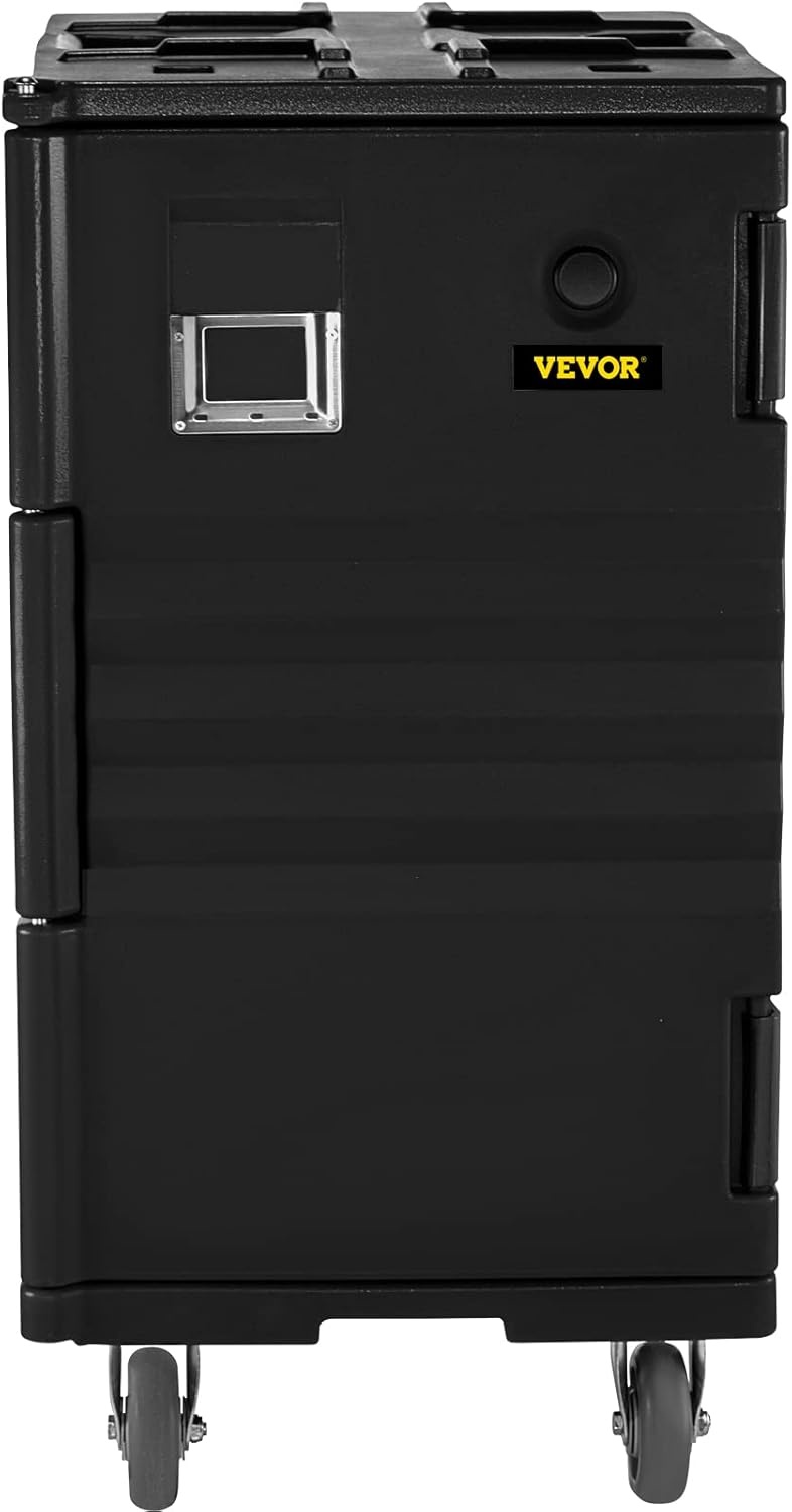 image:imageVEVOR Insulated Food Pan Carrier 127 Qt Hot Box for Catering LLDPE Food Box Carrier wDouble Buckles Front Loading Food Warmer wHandles End Loader wWheels for Restaurant Canteen etc BlackBlack