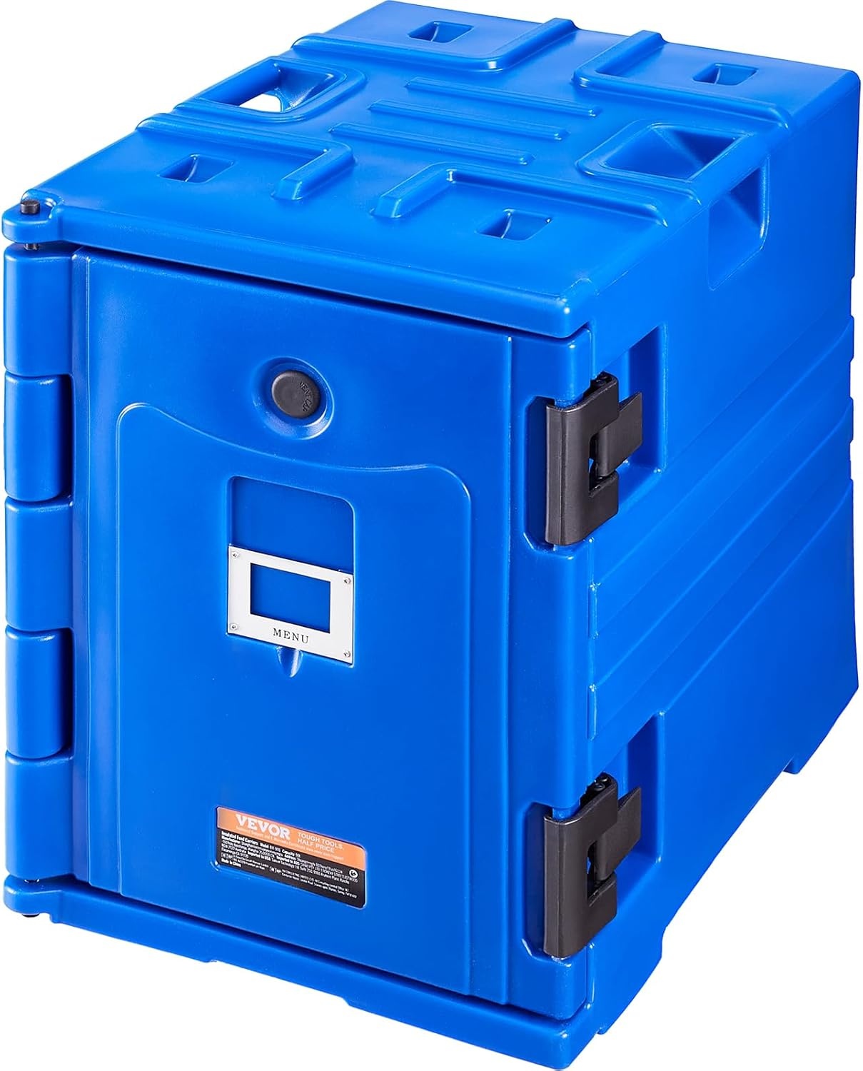 image:imageVEVOR Insulated Food Pan Carrier 127 Qt Hot Box for Catering LLDPE Food Box Carrier wDouble Buckles Front Loading Food Warmer wHandles End Loader wWheels for Restaurant Canteen etc BlackBlue