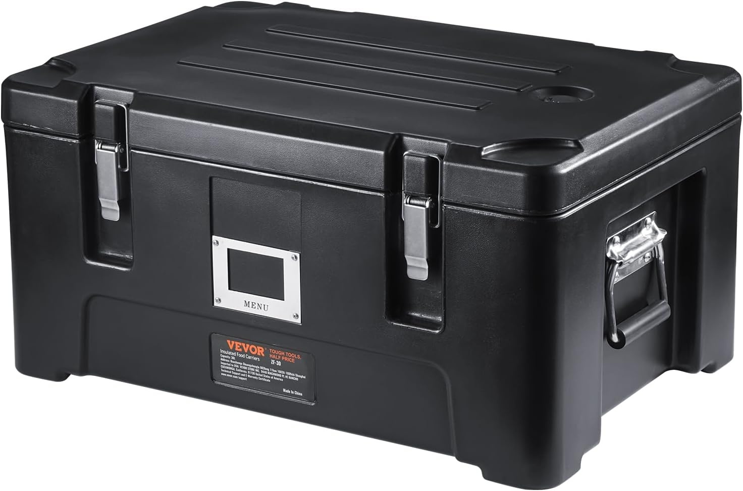 image:imageVEVOR Insulated Food Pan Carrier 127 Qt Hot Box for Catering LLDPE Food Box Carrier wDouble Buckles Front Loading Food Warmer wHandles End Loader wWheels for Restaurant Canteen etc BlackBlack