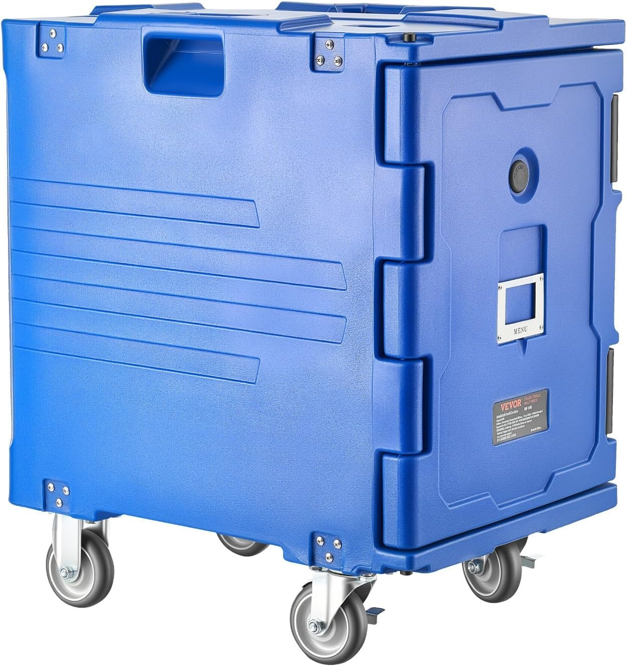 image:imageVEVOR Insulated Food Pan Carrier 127 Qt Hot Box for Catering LLDPE Food Box Carrier wDouble Buckles Front Loading Food Warmer wHandles End Loader wWheels for Restaurant Canteen etc BlackBlue