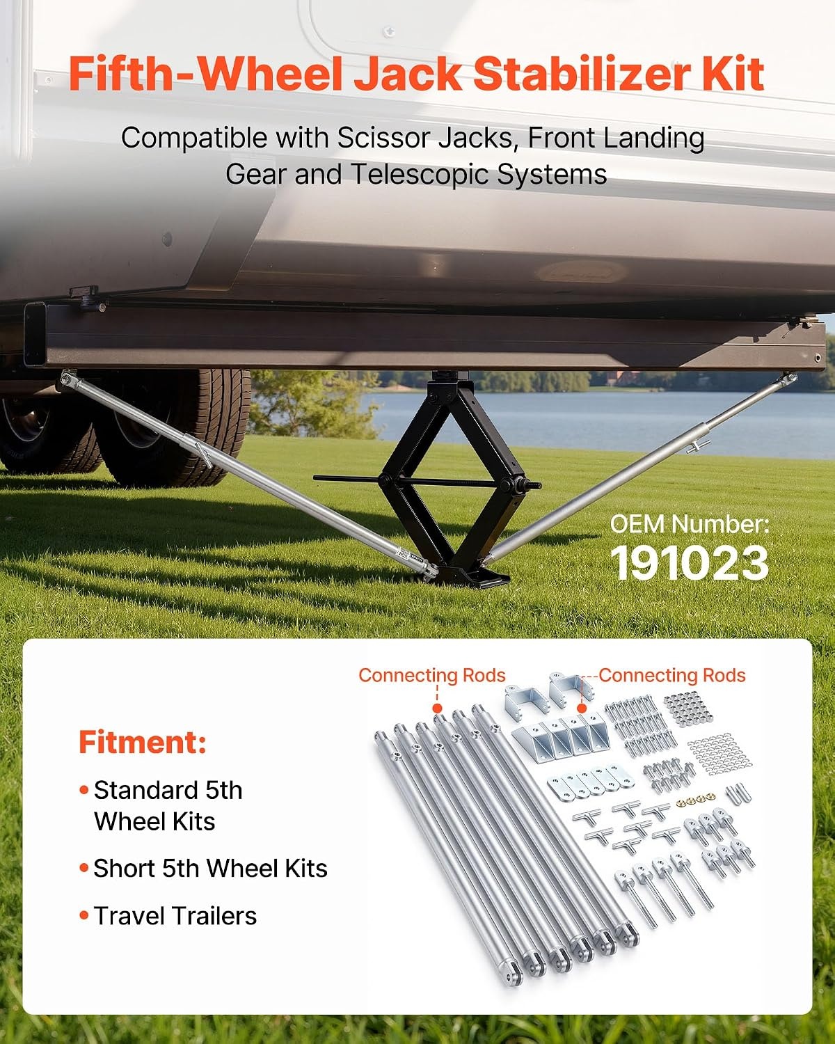 image:imageVEVOR JTs Strong Arm Jack Stabilizer Kit 191023 Fits for 5th Wheel RV and Travel Trailer Kit FifthWheel Jack Stabilizer for Telescopic System Reduces Chassis Movement Easy BoltOn Installation45 x 16 x 16 in