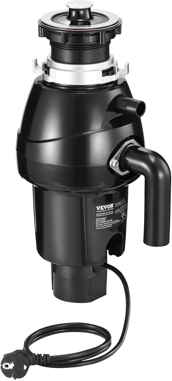 image:imageVEVOR JW301 Garbage 12HP 3450RPM DC Motor Continuous Feed Sink Disposer EZ Connect Food Waste Grinding System with Power Cord and Splash Guard for Kitchen Black34HP 3250RPM