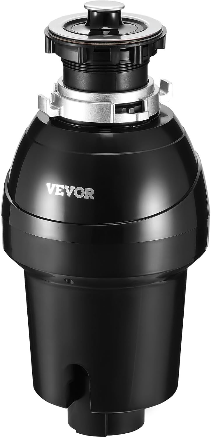 image:imageVEVOR JW301 Garbage 12HP 3450RPM DC Motor Continuous Feed Sink Disposer EZ Connect Food Waste Grinding System with Power Cord and Splash Guard for Kitchen Black1HP 3270RPM