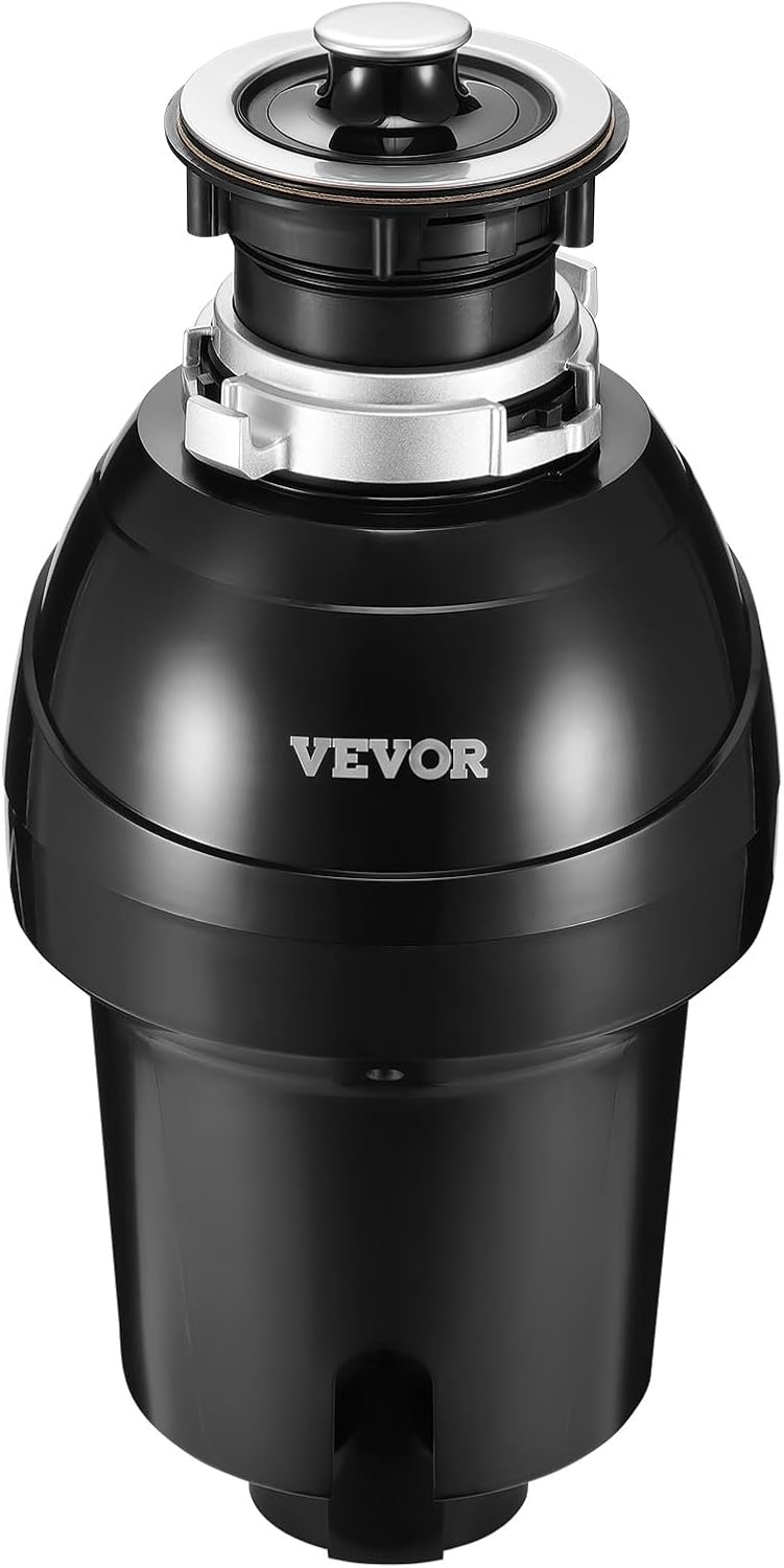 image:imageVEVOR JW301 Garbage 12HP 3450RPM DC Motor Continuous Feed Sink Disposer EZ Connect Food Waste Grinding System with Power Cord and Splash Guard for Kitchen Black1HP 3270RPM