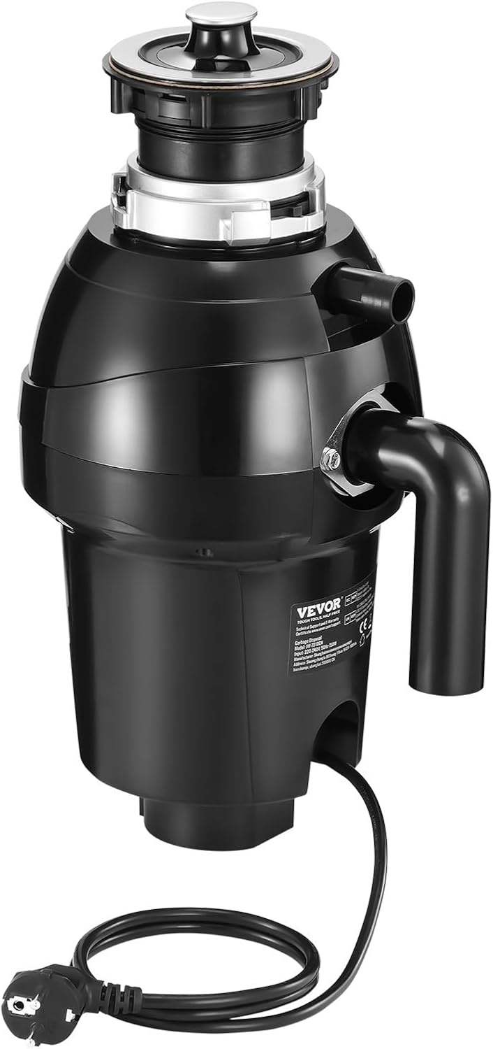image:imageVEVOR JW301 Garbage 12HP 3450RPM DC Motor Continuous Feed Sink Disposer EZ Connect Food Waste Grinding System with Power Cord and Splash Guard for Kitchen Black1HP 3270RPM