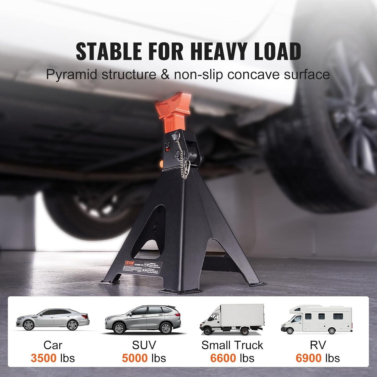 image:imageVEVOR Jack Stands 3 Ton 6000 lbs Capacity Car Jack Stands 108163 inch Adjustable Height for lifting SUV Pickup Truck Car and UTVATV Red 1 Pair 108163 inch Adjustable Height for Lifting SUV Pickup Truck Car and UTVATV Red6T 2Locking
