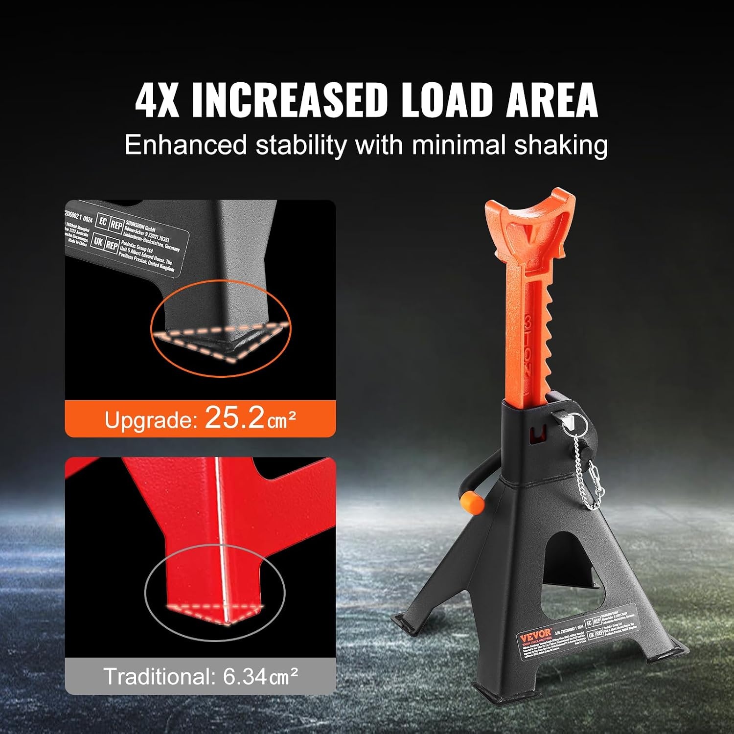 image:imageVEVOR Jack Stands 3 Ton 6000 lbs Capacity Car Jack Stands 108163 inch Adjustable Height for lifting SUV Pickup Truck Car and UTVATV Red 1 Pair 108163 inch Adjustable Height for Lifting SUV Pickup Truck Car and UTVATV Red3T 2Locking