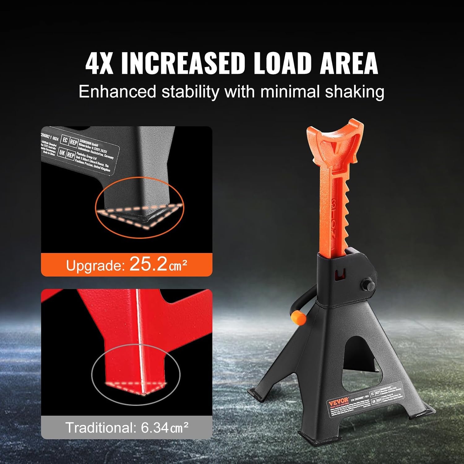 image:imageVEVOR Jack Stands 3 Ton 6000 lbs Capacity Car Jack Stands 108163 inch Adjustable Height for lifting SUV Pickup Truck Car and UTVATV Red 1 Pair 108163 inch Adjustable Height for Lifting SUV Pickup Truck Car and UTVATV Red3T Single Locking
