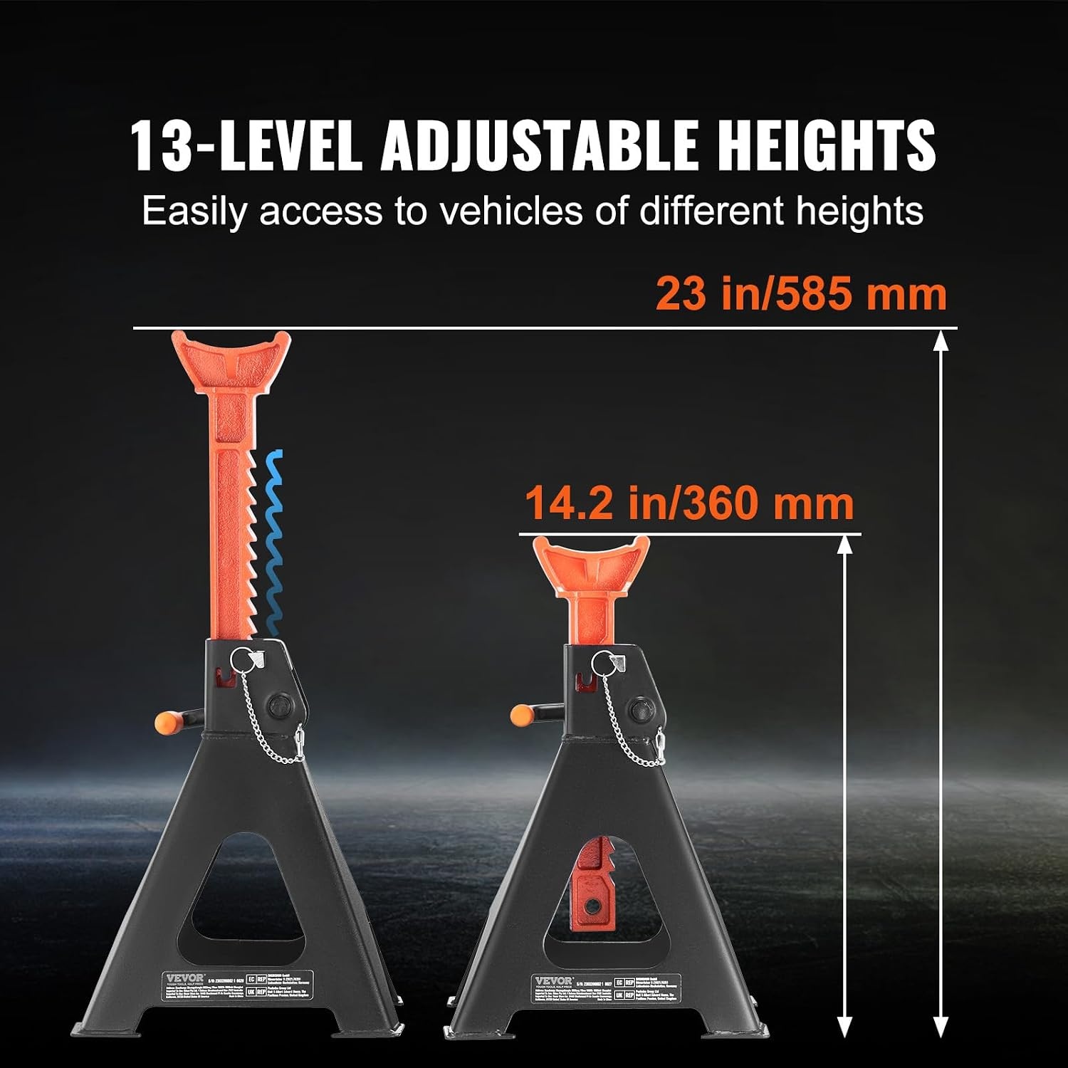 image:imageVEVOR Jack Stands 3 Ton 6000 lbs Capacity Car Jack Stands 108163 inch Adjustable Height for lifting SUV Pickup Truck Car and UTVATV Red 1 Pair 108163 inch Adjustable Height for Lifting SUV Pickup Truck Car and UTVATV Red6T 2Locking