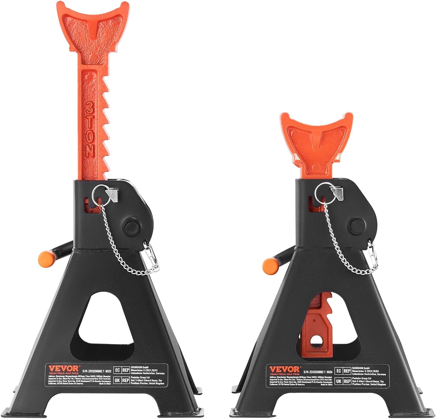 image:imageVEVOR Jack Stands 3 Ton 6000 lbs Capacity Car Jack Stands 108163 inch Adjustable Height for lifting SUV Pickup Truck Car and UTVATV Red 1 Pair 108163 inch Adjustable Height for Lifting SUV Pickup Truck Car and UTVATV Red3T 2Locking