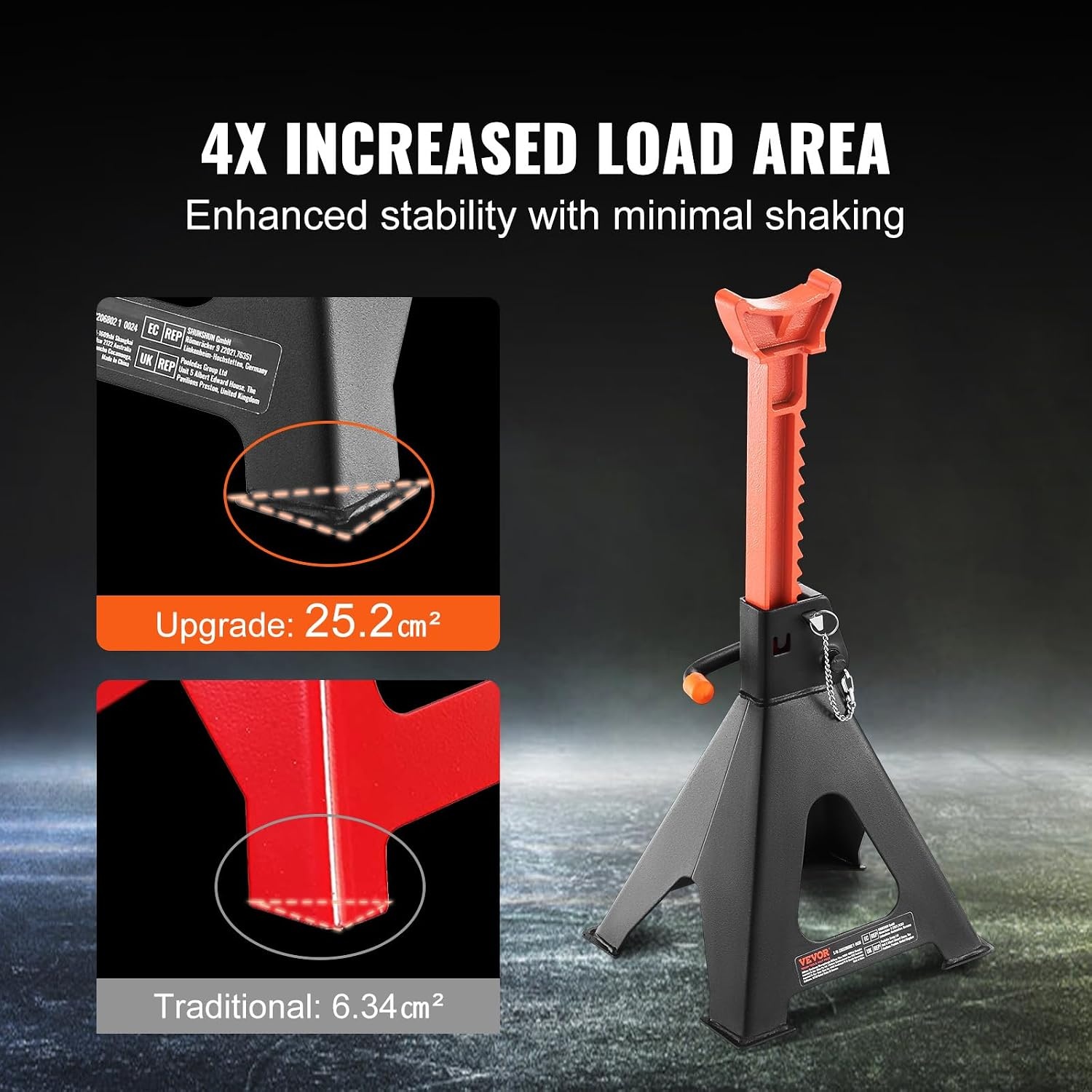 image:imageVEVOR Jack Stands 3 Ton 6000 lbs Capacity Car Jack Stands 108163 inch Adjustable Height for lifting SUV Pickup Truck Car and UTVATV Red 1 Pair 108163 inch Adjustable Height for Lifting SUV Pickup Truck Car and UTVATV Red6T 2Locking