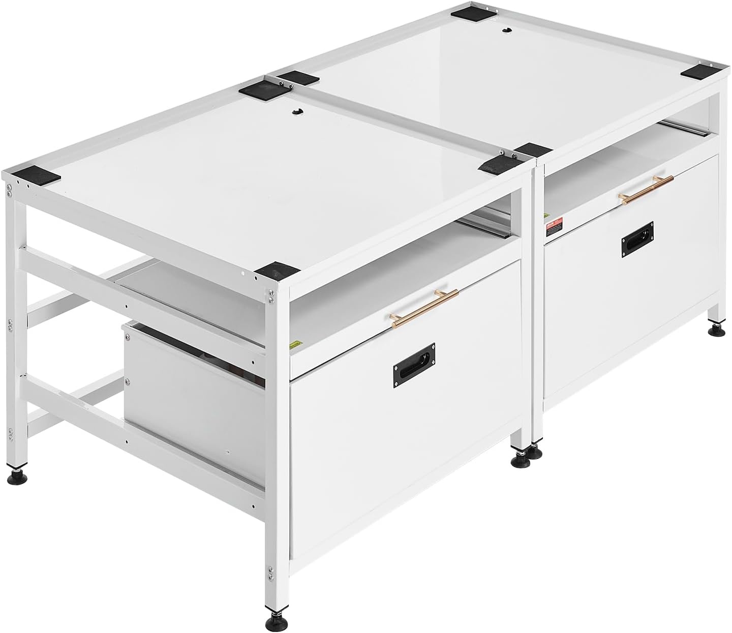 image:imageVEVOR Laundry Pedestal 161 in Height 275 x 275 in Washer and Dryer Pedestals with Storage Shelf 700 lbs Load Capacity NonSlip Feet Washing Machine Stand Universal Fit White 2 PackPedestal w Drawer Shelf 2 Pack