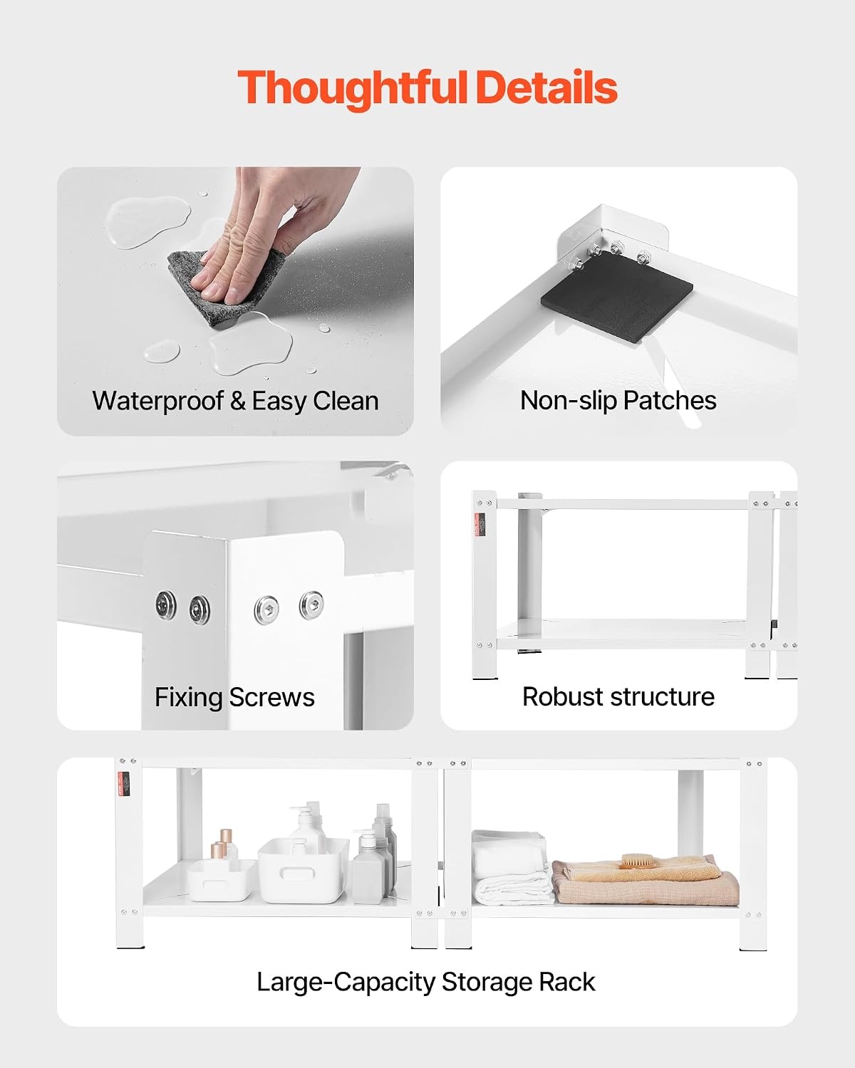image:imageVEVOR Laundry Pedestal 161 in Height 275 x 275 in Washer and Dryer Pedestals with Storage Shelf 700 lbs Load Capacity NonSlip Feet Washing Machine Stand Universal Fit White 2 PackPedestal w Storage Shelf 2 Pack