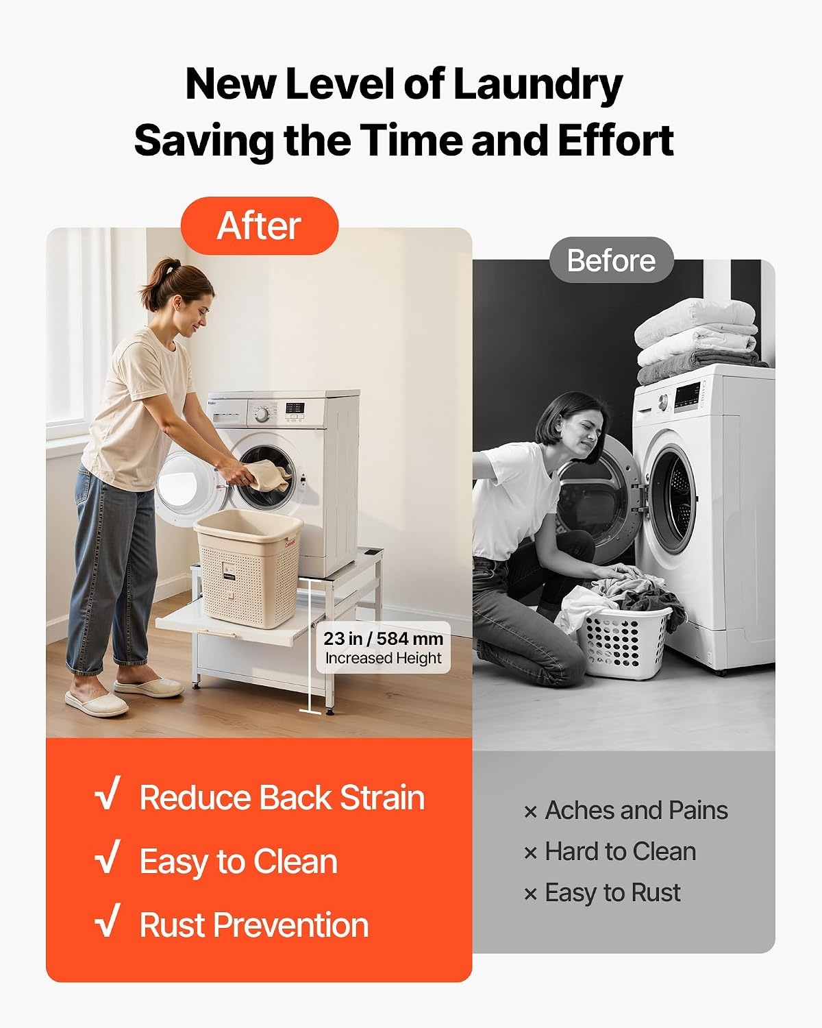 image:imageVEVOR Laundry Pedestal 161 in Height 275 x 275 in Washer and Dryer Pedestals with Storage Shelf 700 lbs Load Capacity NonSlip Feet Washing Machine Stand Universal Fit White 2 PackPedestal w Drawer Shelf