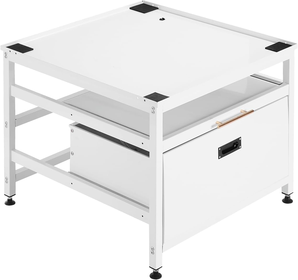 image:imageVEVOR Laundry Pedestal 161 in Height 275 x 275 in Washer and Dryer Pedestals with Storage Shelf 700 lbs Load Capacity NonSlip Feet Washing Machine Stand Universal Fit White 2 PackPedestal w Drawer Shelf
