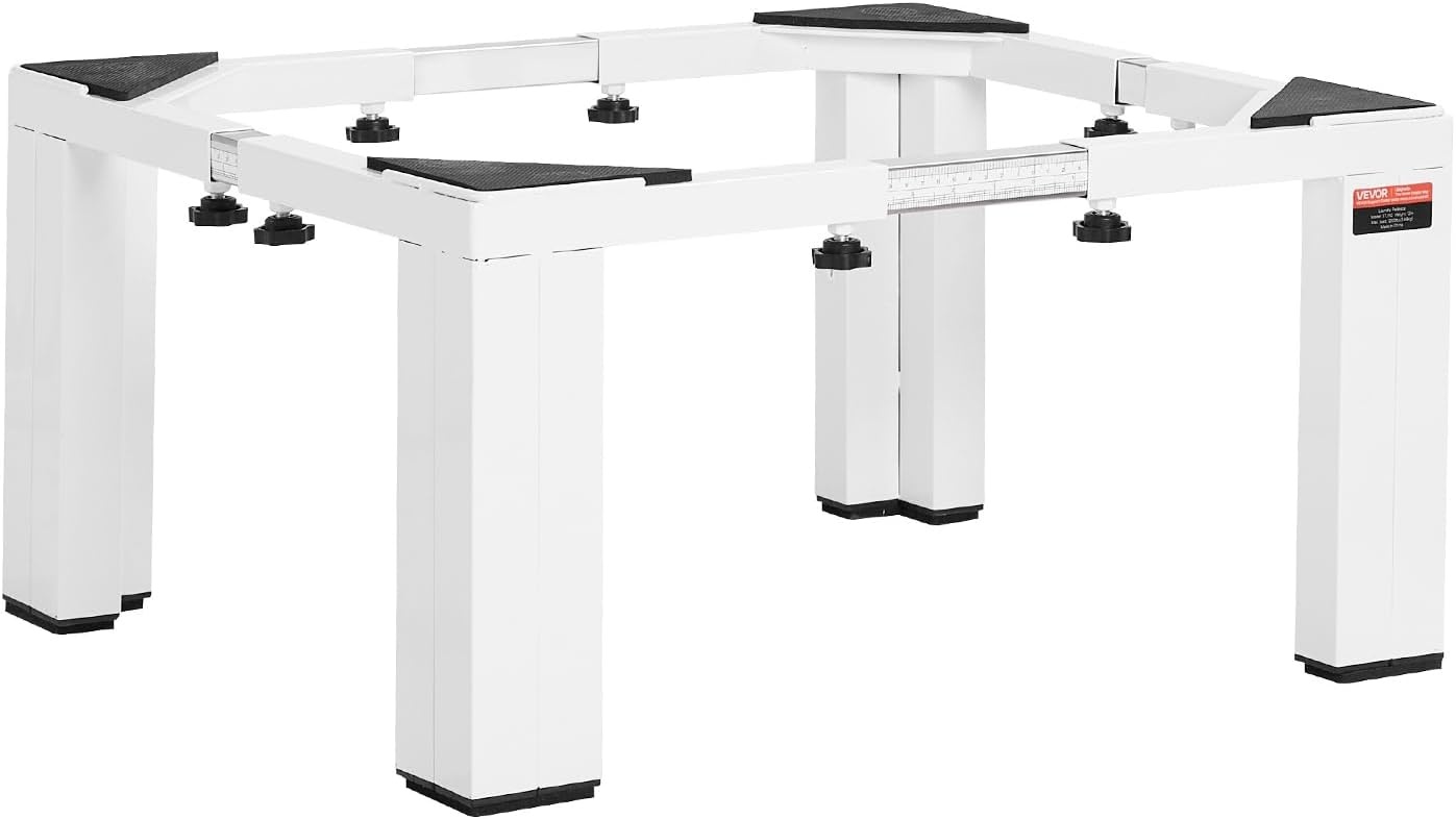 image:imageVEVOR Laundry Pedestal 161 in Height 275 x 275 in Washer and Dryer Pedestals with Storage Shelf 700 lbs Load Capacity NonSlip Feet Washing Machine Stand Universal Fit White 2 PackAdjustable Pedestal 12H