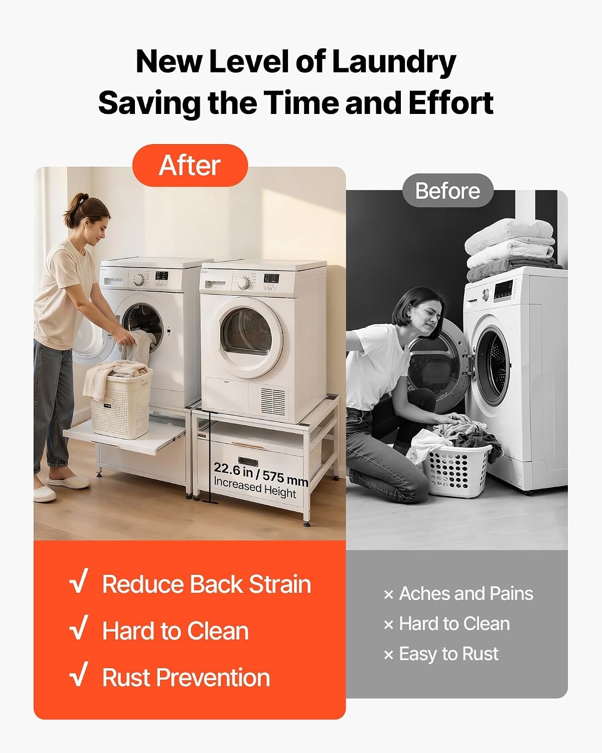 image:imageVEVOR Laundry Pedestal 161 in Height 275 x 275 in Washer and Dryer Pedestals with Storage Shelf 700 lbs Load Capacity NonSlip Feet Washing Machine Stand Universal Fit White 2 PackPedestal w Drawer Shelf 2 Pack