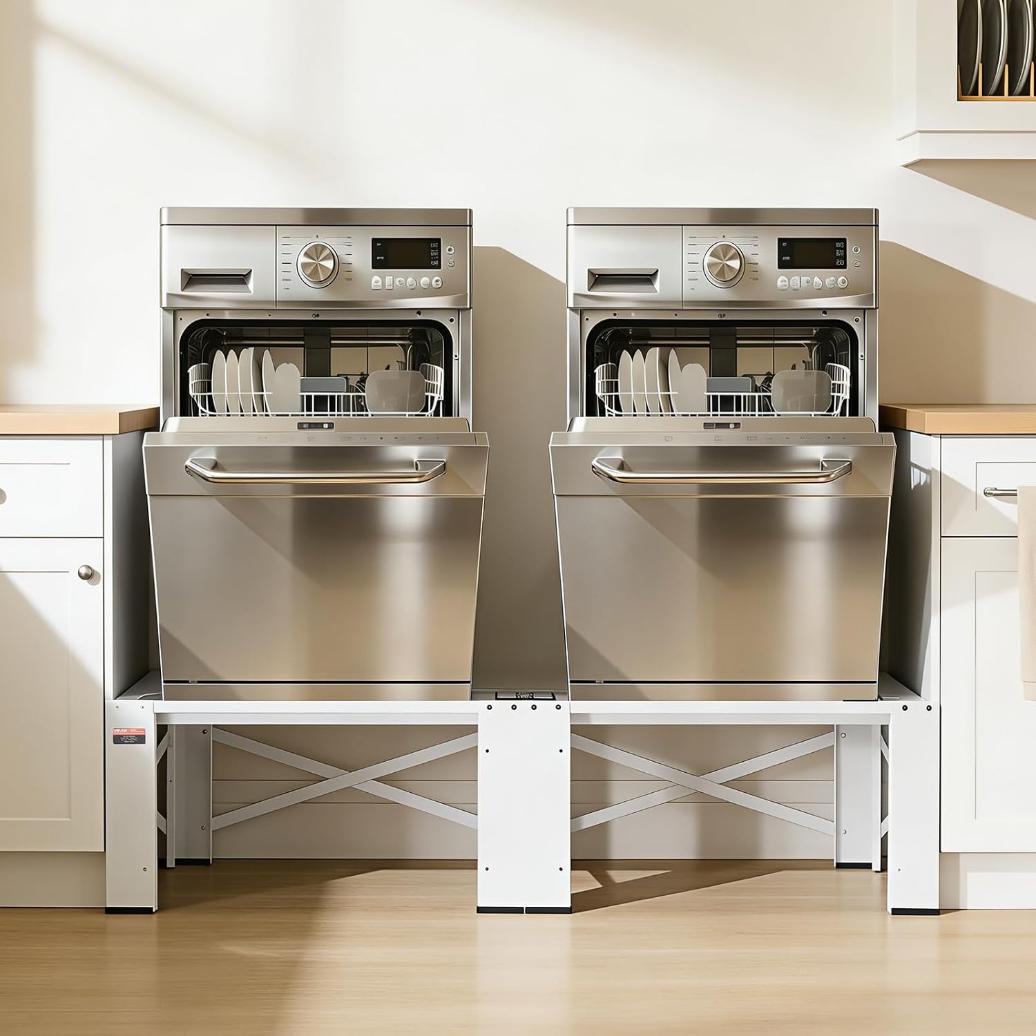 image:imageVEVOR Laundry Pedestal 161 in Height 275 x 275 in Washer and Dryer Pedestals with Storage Shelf 700 lbs Load Capacity NonSlip Feet Washing Machine Stand Universal Fit White 2 PackAdjustable Pedestal 12H 2 Pack