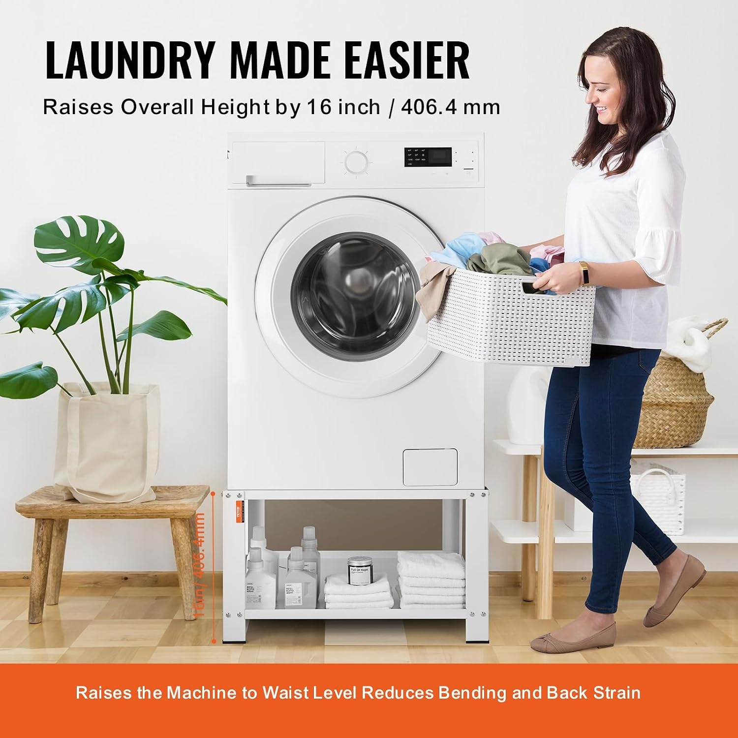 image:imageVEVOR Laundry Pedestal with Storage Shelf 28 Lx28 Wx16 H Washer and Dryer Stand Base Universal Platform Fit 660lbs Capacity Heavy Duty Steel MultiFunctional Base for Washing MachineLaundry Pedestal w Storage Shelf