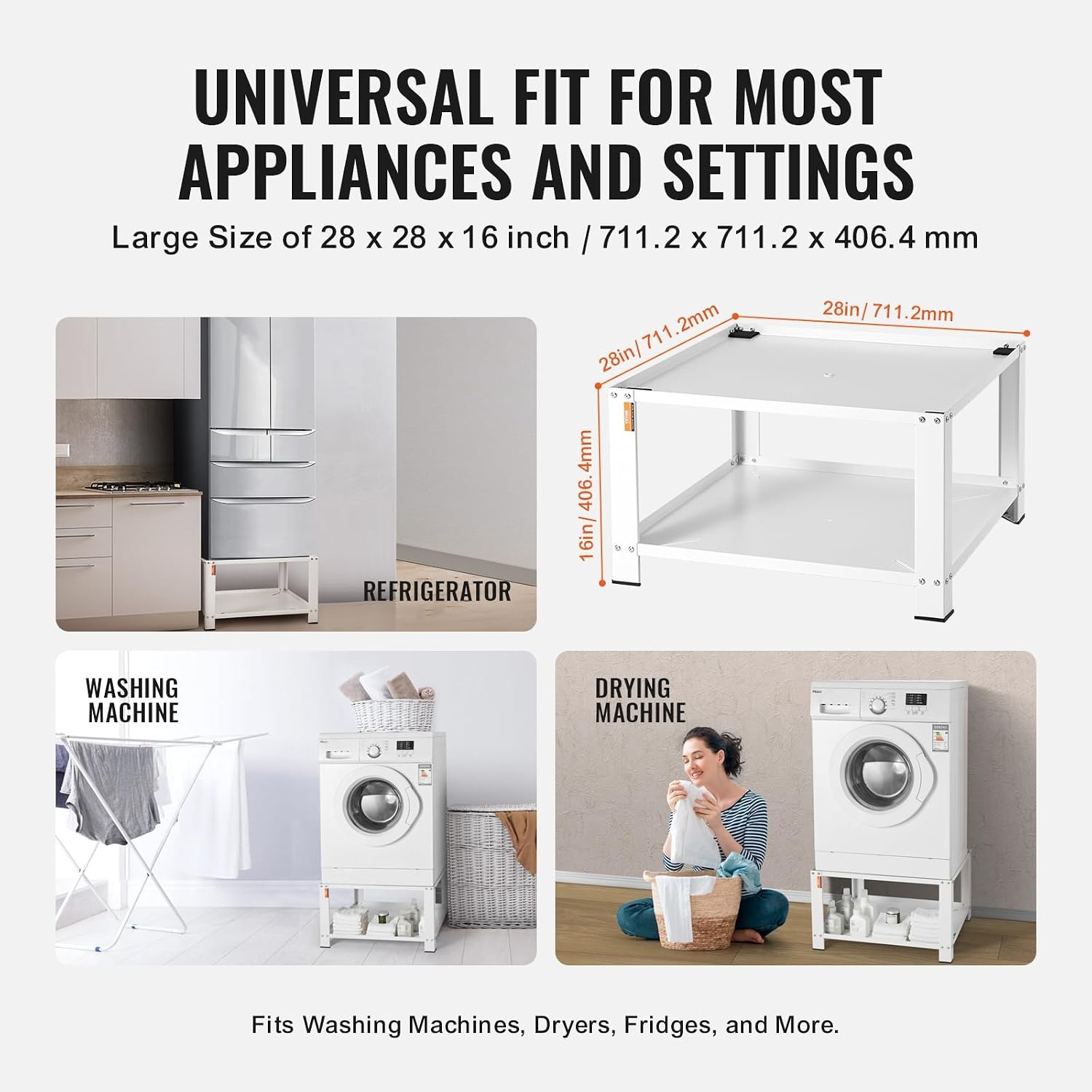 image:imageVEVOR Laundry Pedestal with Storage Shelf 28 Lx28 Wx16 H Washer and Dryer Stand Base Universal Platform Fit 660lbs Capacity Heavy Duty Steel MultiFunctional Base for Washing MachineLaundry Pedestal w Storage Shelf