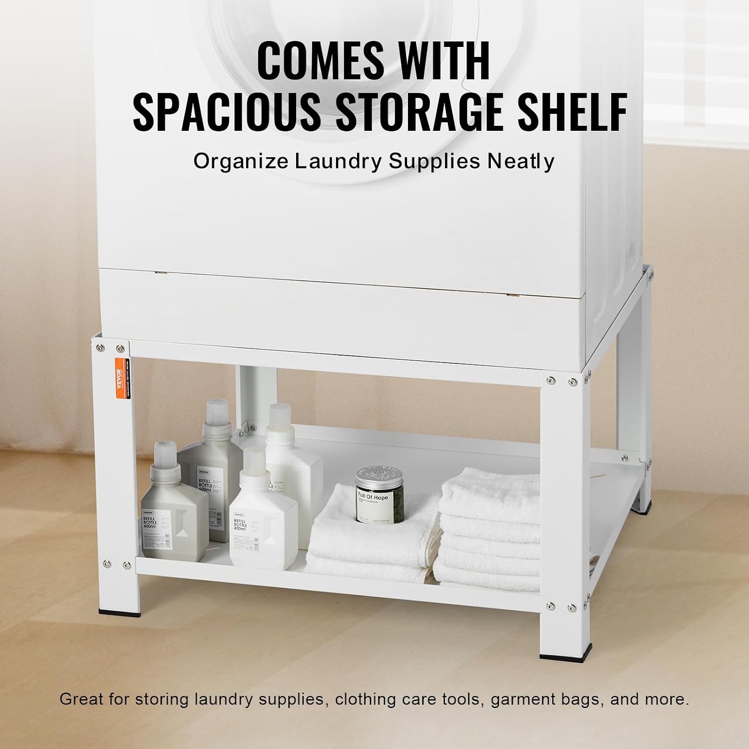 image:imageVEVOR Laundry Pedestal with Storage Shelf 28 Lx28 Wx16 H Washer and Dryer Stand Base Universal Platform Fit 660lbs Capacity Heavy Duty Steel MultiFunctional Base for Washing MachineLaundry Pedestal w Storage Shelf