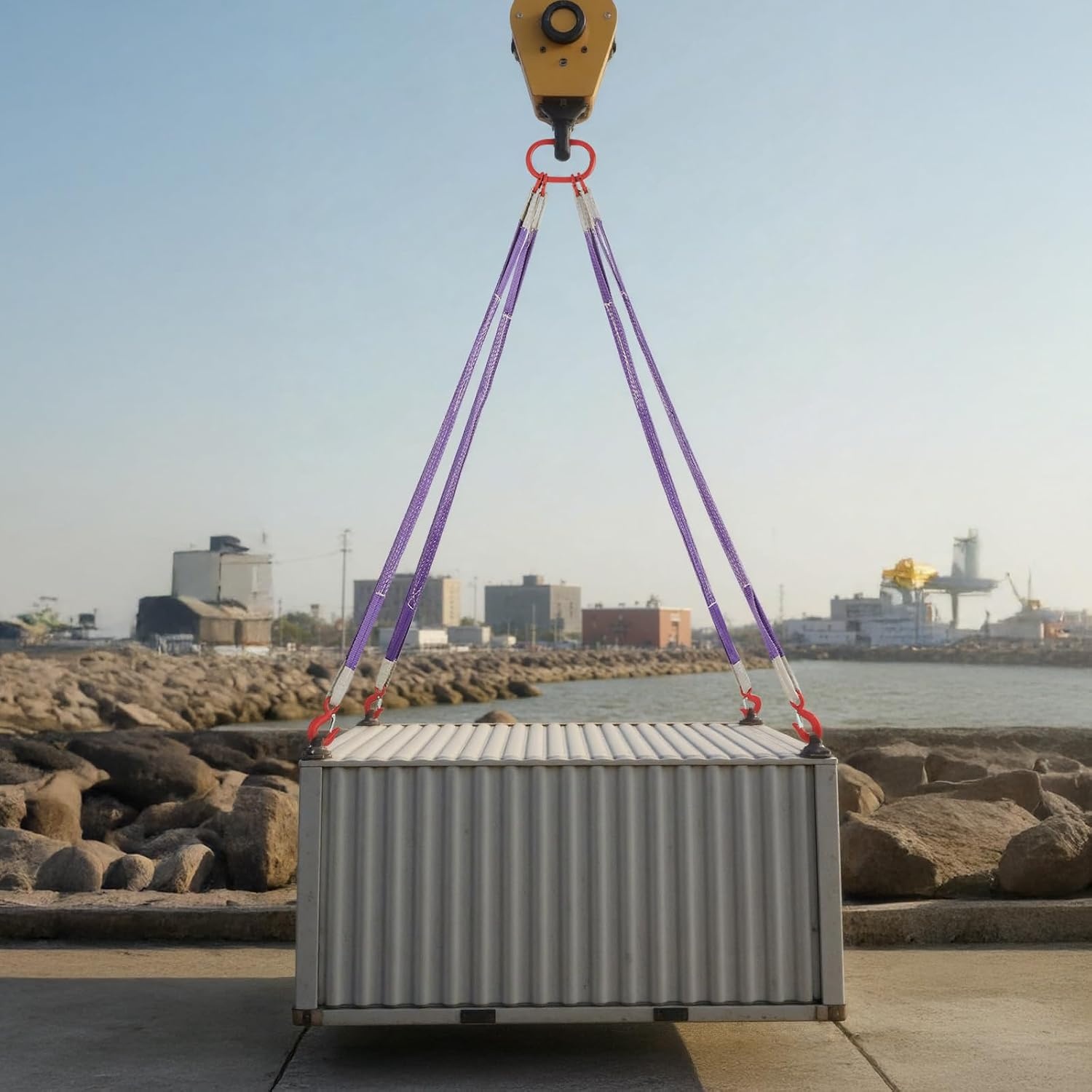 image:imageVEVOR Lifting Sling Straps with Hooks Polyester Bridle Sling 6600LB Capacity Four Leg 5Ft Heavy Duty Rigging Strap Thickened amp WearResistant Webbing Slings for Engines Cranes Hoists Truck4Leg 6600LBS