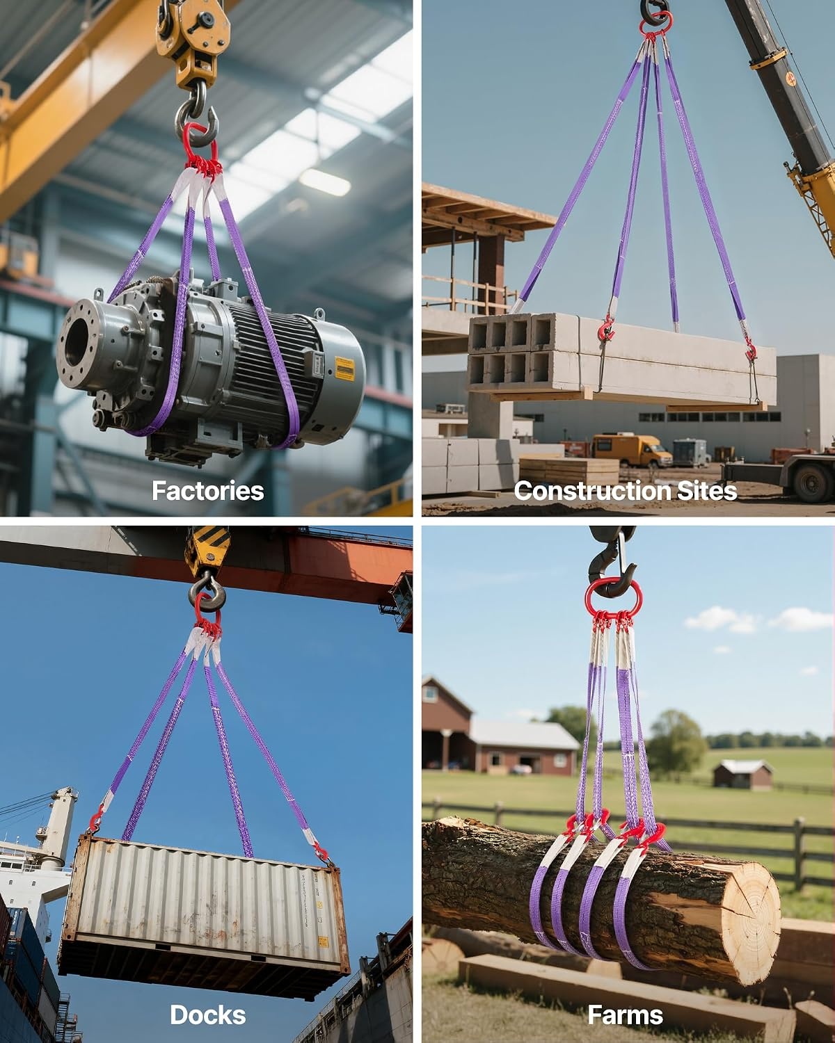 image:imageVEVOR Lifting Sling Straps with Hooks Polyester Bridle Sling 6600LB Capacity Four Leg 5Ft Heavy Duty Rigging Strap Thickened amp WearResistant Webbing Slings for Engines Cranes Hoists Truck4Leg 6600LBS