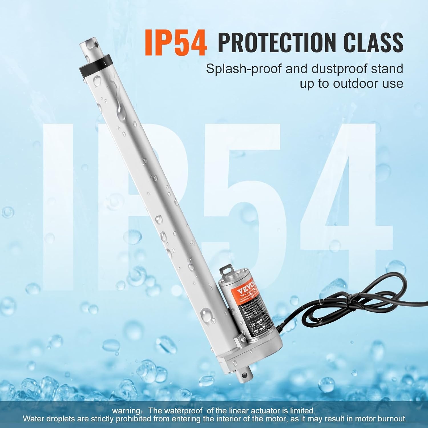 image:imageVEVOR Linear Actuator 12V 12 Inch High Speed 055s Linear Actuator 220lbs1000N Linear Motion Actuator with Mounting Bracket and IP54 Protection12 Inch